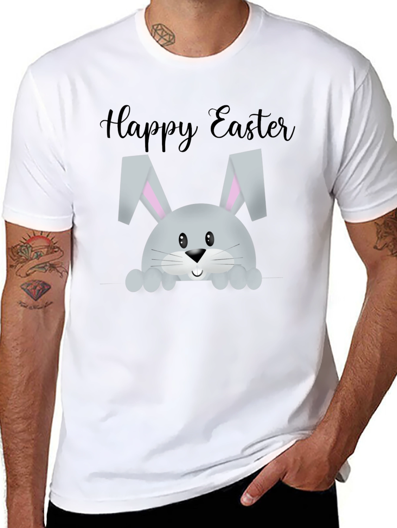 Black Happy Easter Bunny T-Shirt view 8