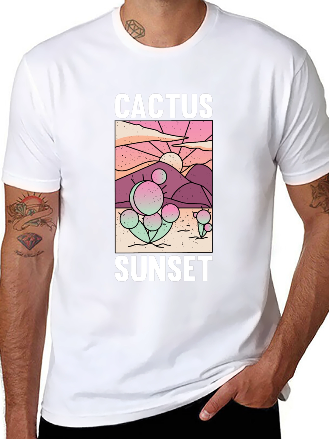 Black Cactus Sunset Graphic Tee - Stylish Comfort view 8
