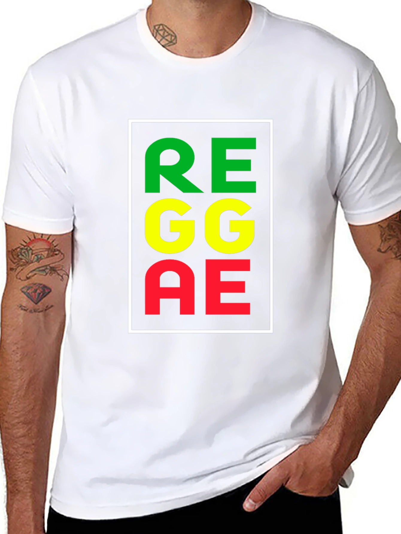 Black Reggae Rasta Color Block T-Shirt view 8