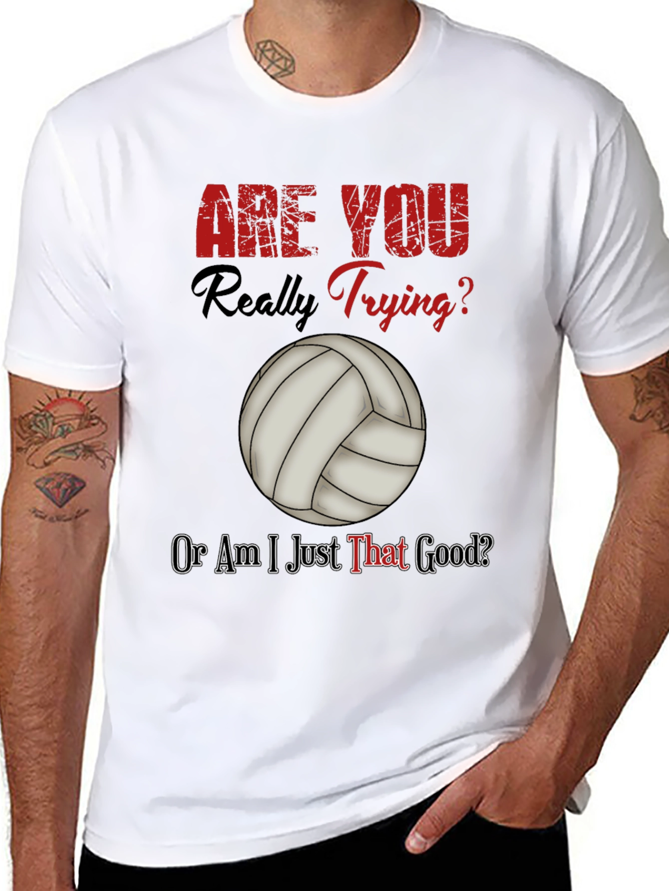 Black Funny Volleyball T-Shirt - Are You Really Trying? view 8