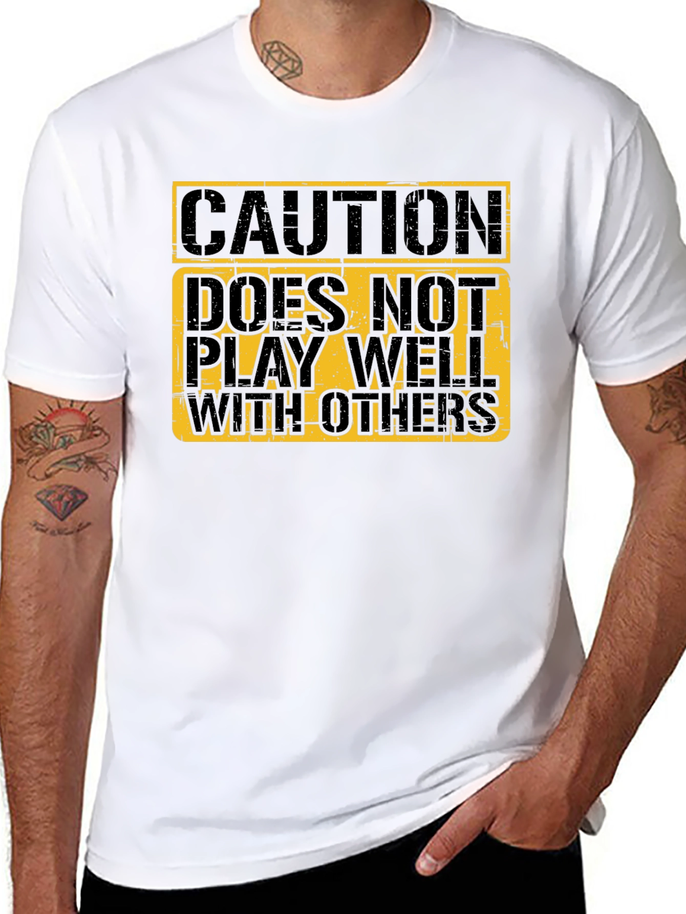 Black Caution Doesn't Play Well T-Shirt view 8