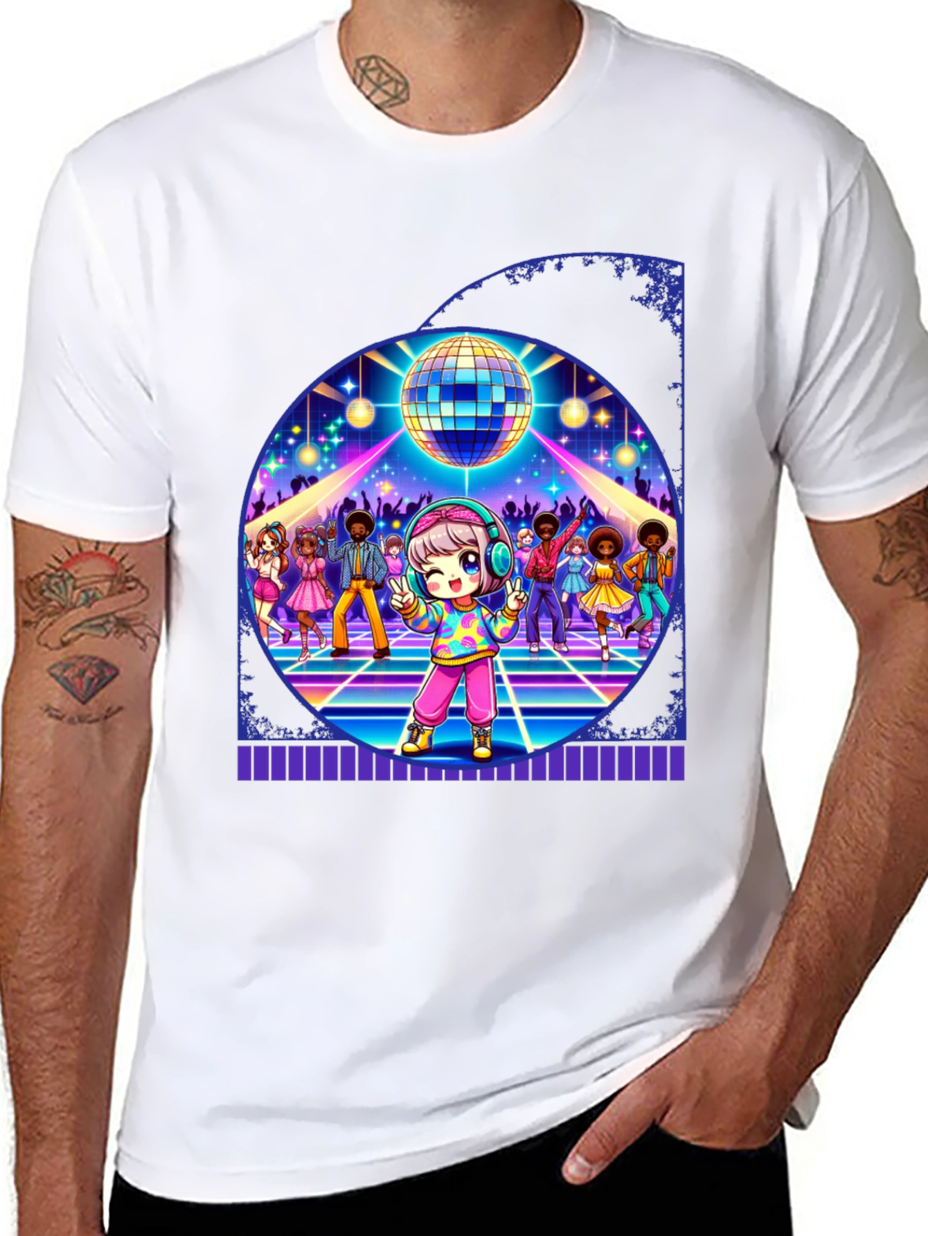 Black Retro Disco Dance T-Shirt view 8