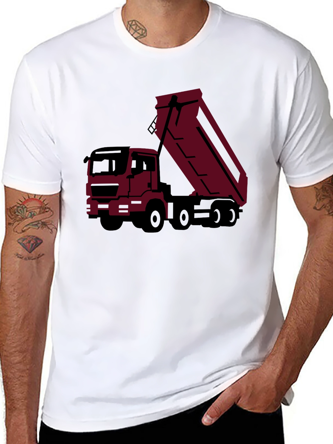 Black Black Dump Truck Graphic Tee - Modern Trucker Style view 8
