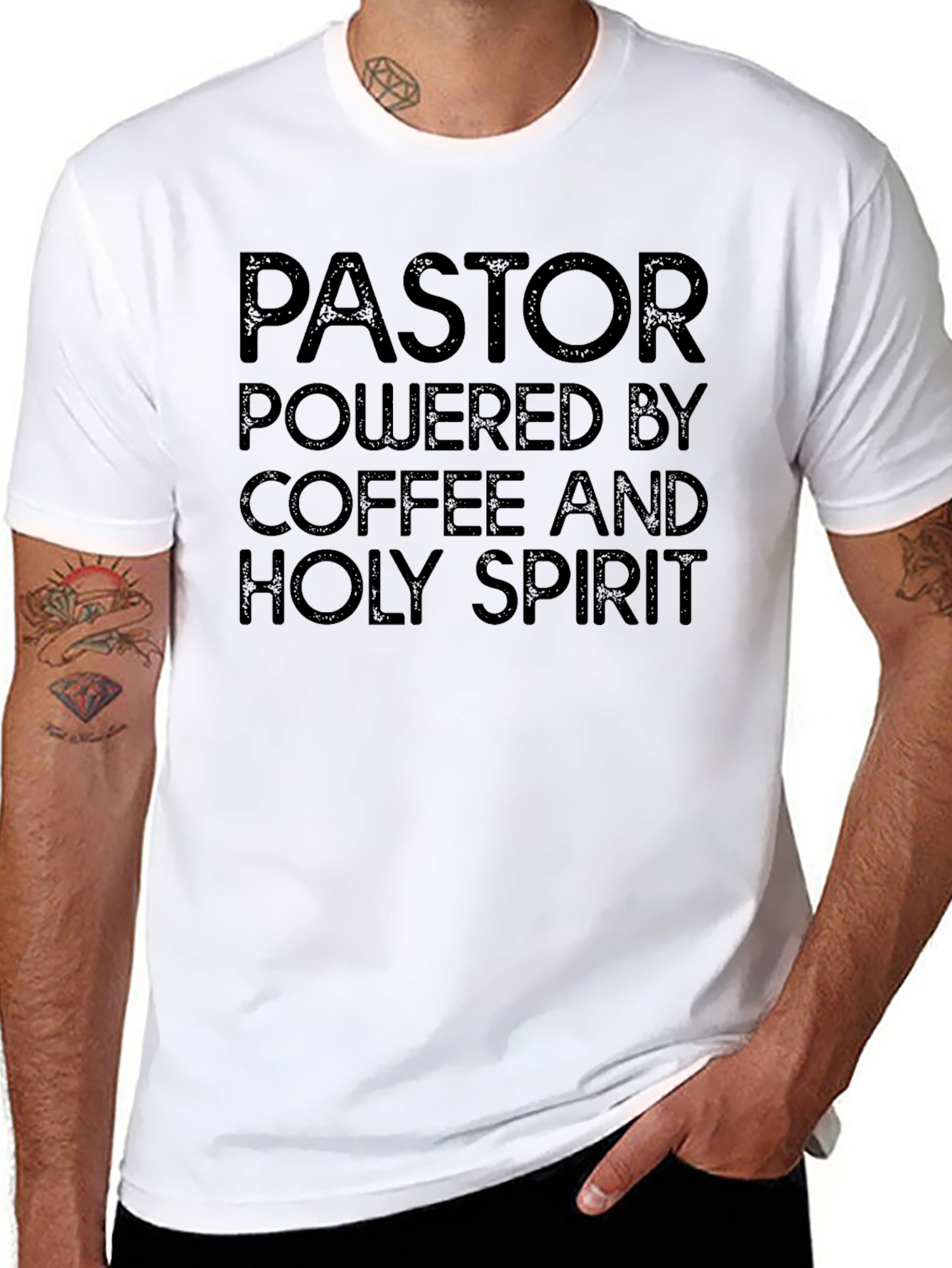 Black Pastor Powered By Coffee and Holy Spirit T-Shirt view 8