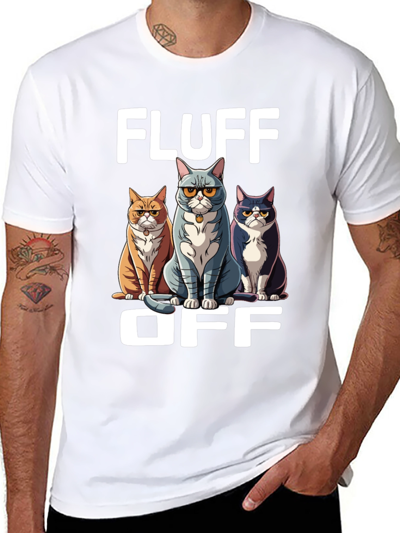 Black Fluff Off Cat Graphic T-Shirt view 8
