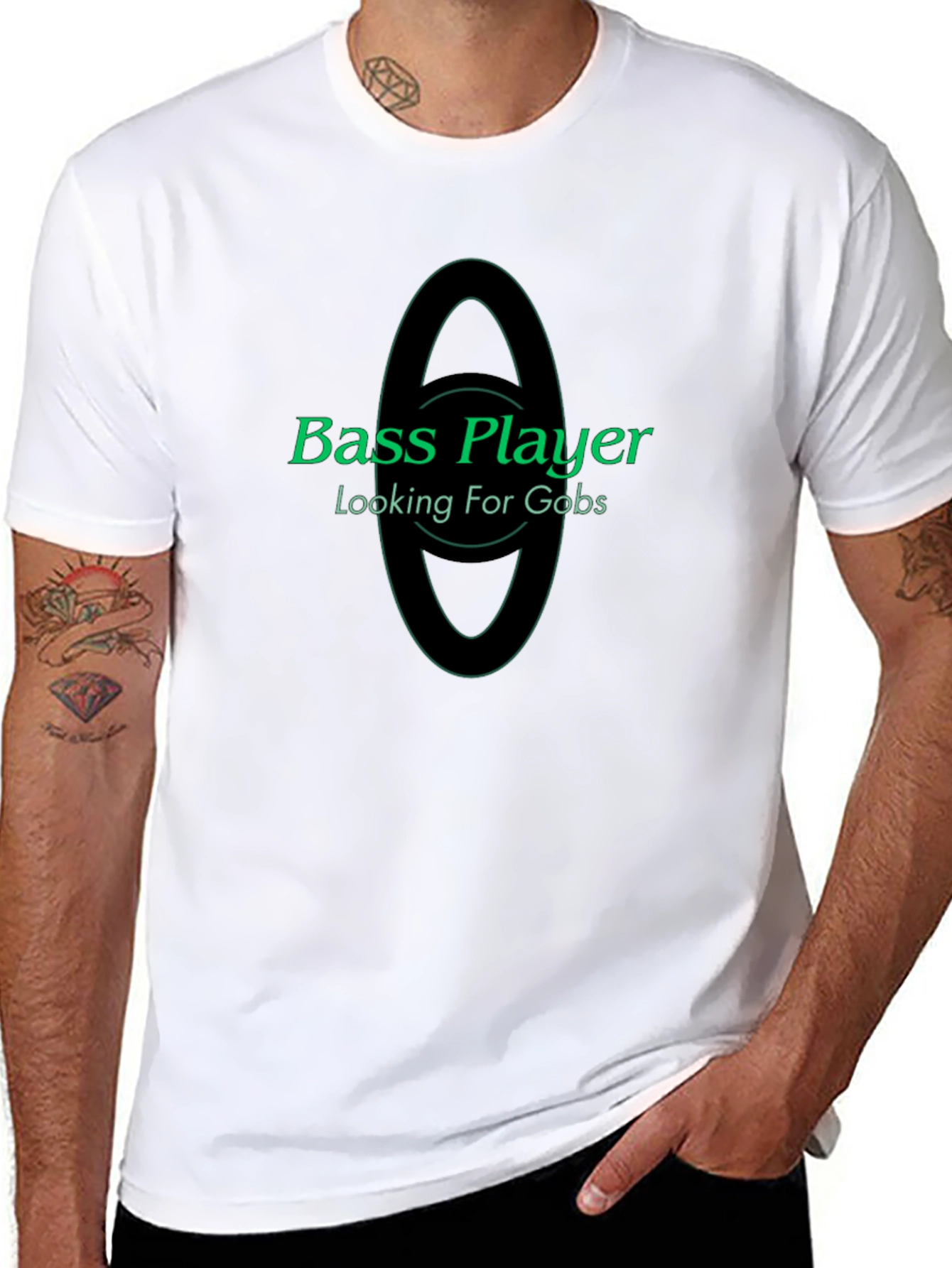 Black Bass Player Looking For Gobs Black T-Shirt view 8