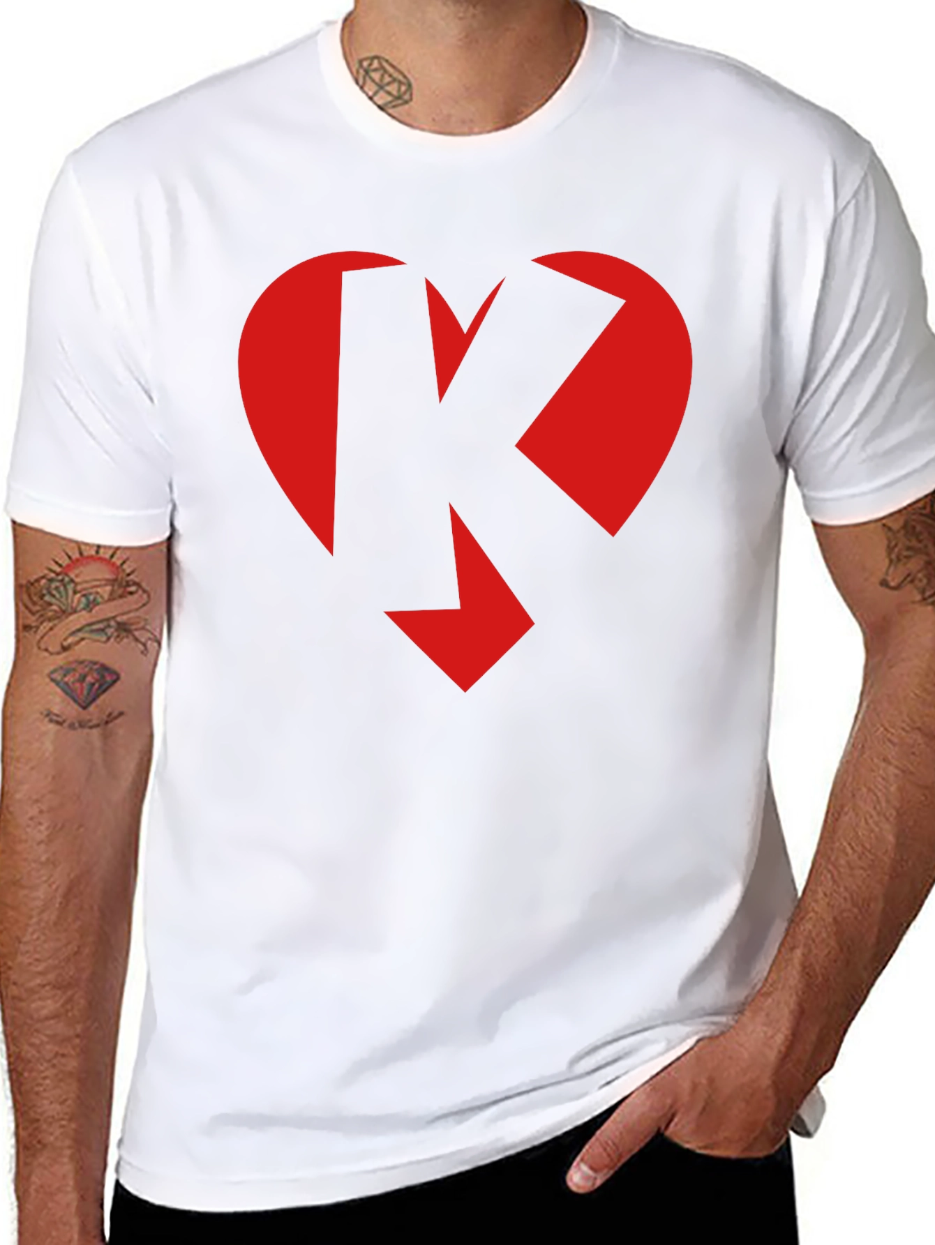 Black Heart K Graphic Tee - Black Crew Neck view 8
