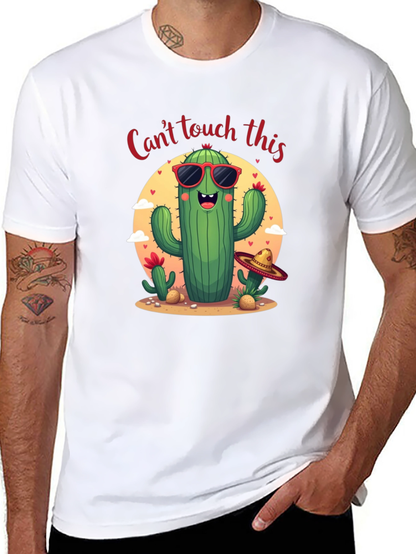 Black Funny Cactus Graphic Tee - "Can't Touch This" view 8
