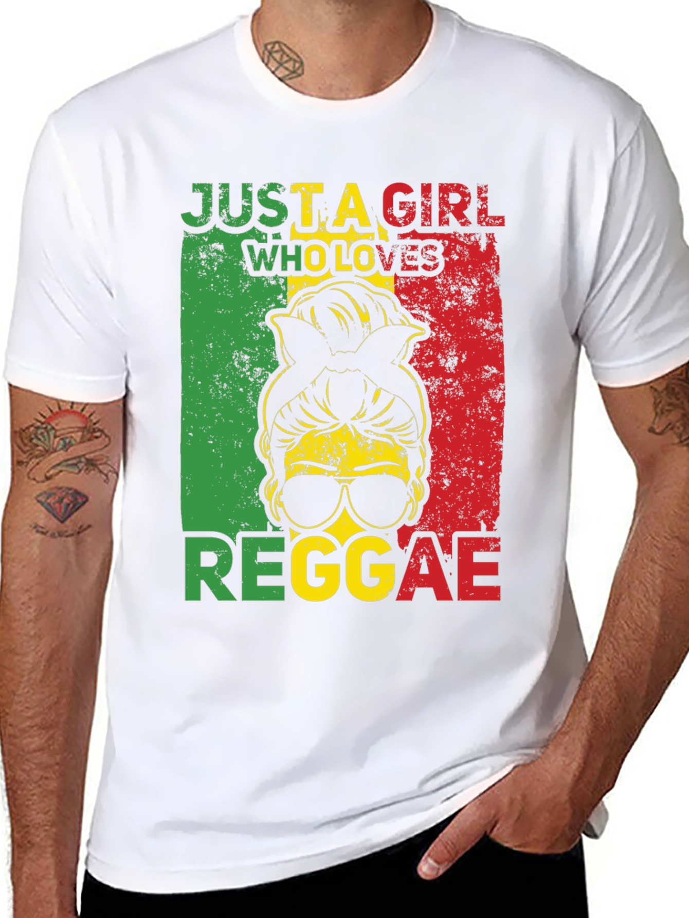 Black Reggae Girl Graphic Tee - Rastafarian Style view 8