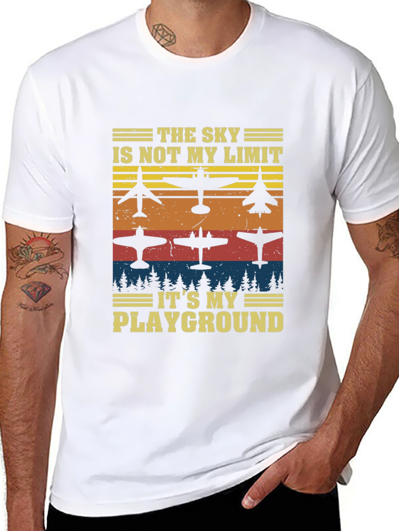 Black The Sky is My Playground Airplane T-Shirt view 8