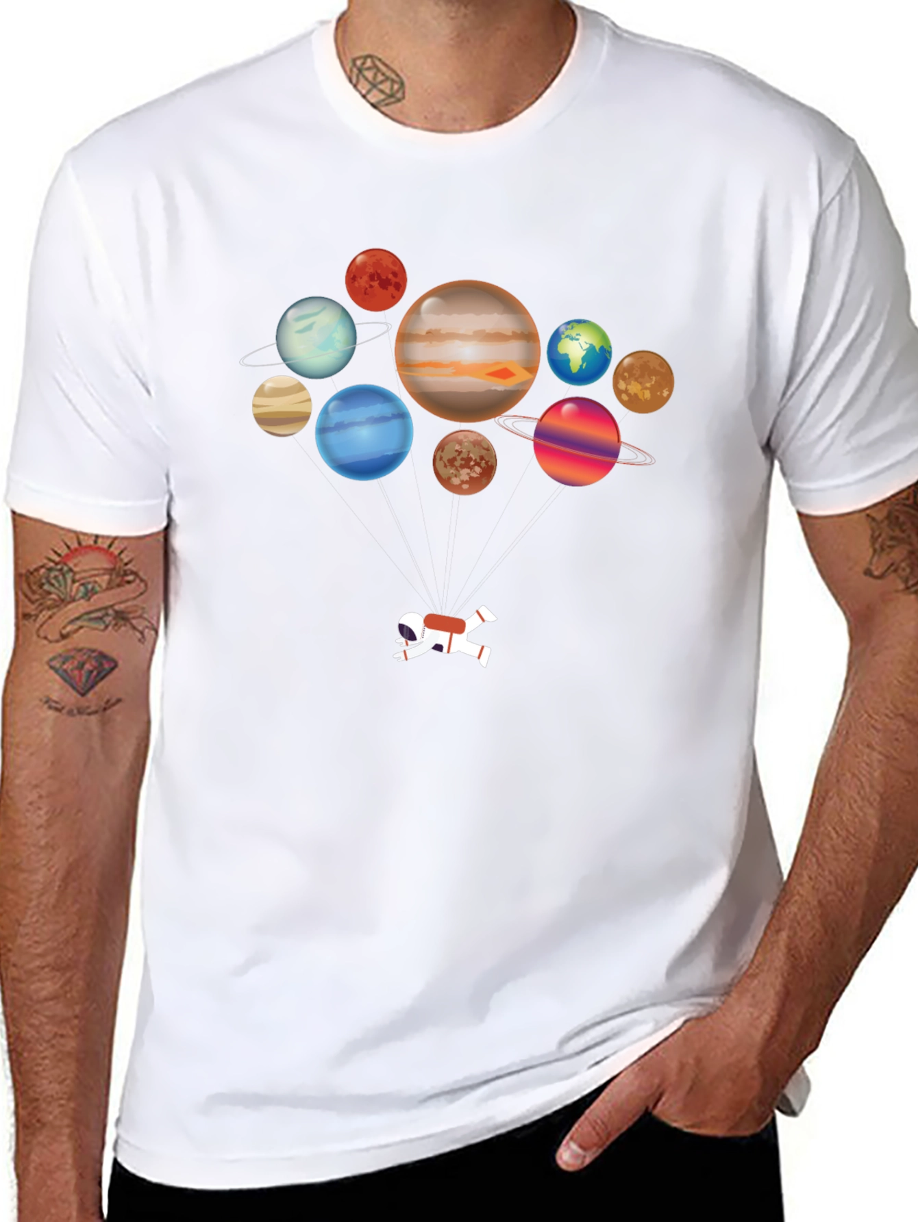Black Planets Astronaut Graphic T-Shirt view 8