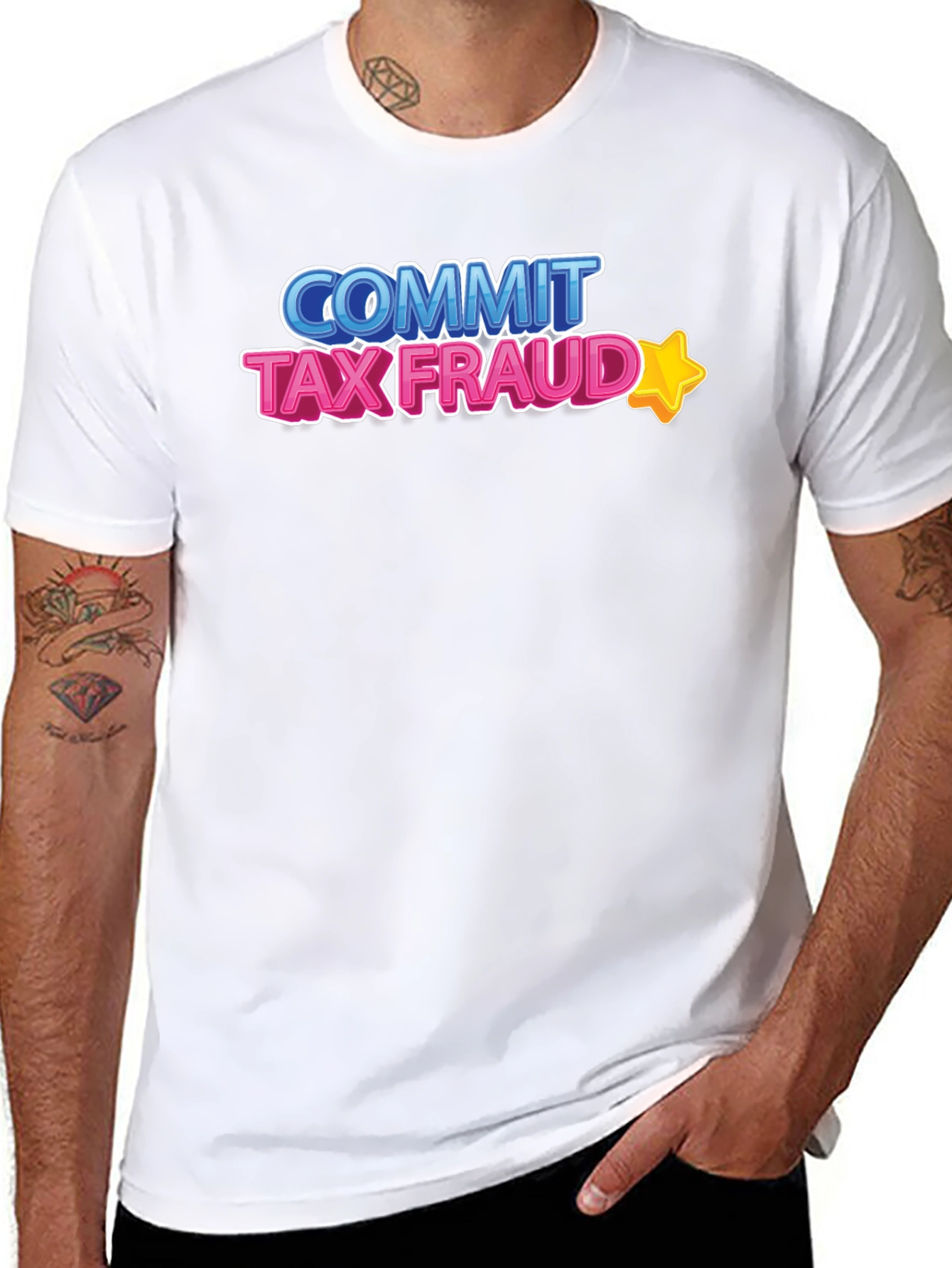 Black Commit Tax Fraud T-Shirt - Novelty Graphic Tee view 8