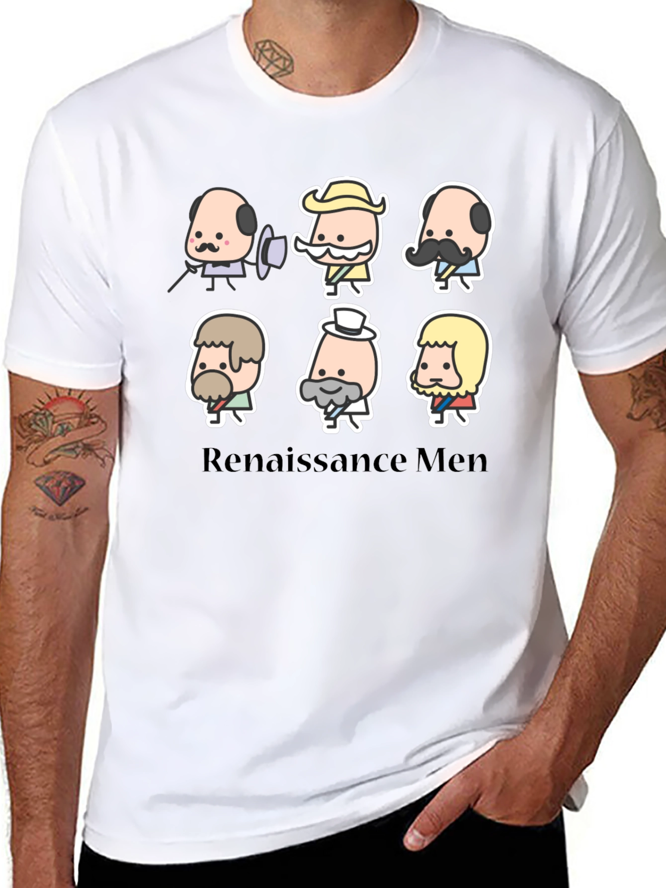 Black Renaissance Men Cartoon T-Shirt - Black view 8