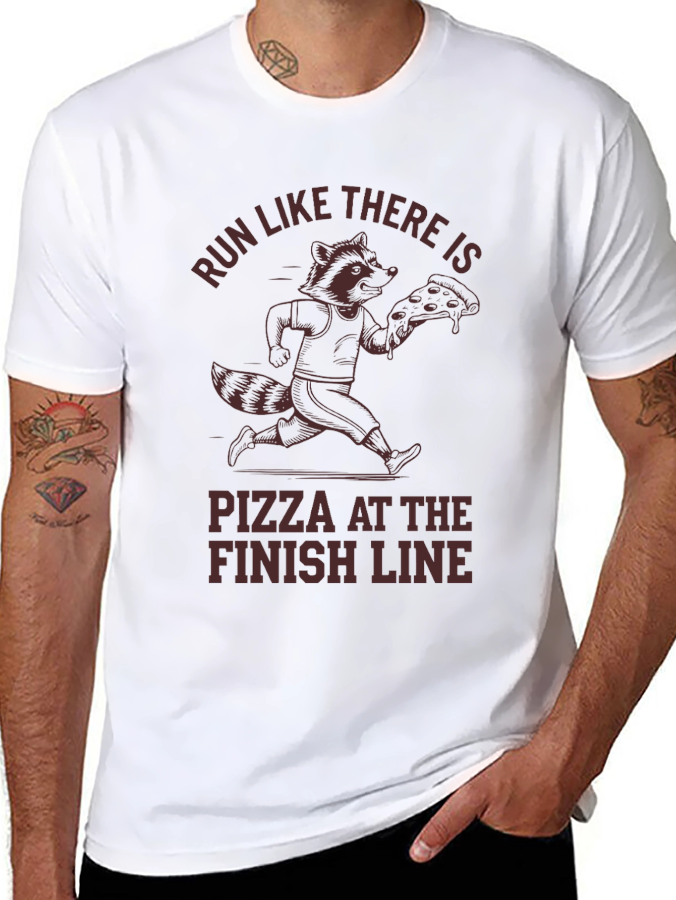 Black Run for Pizza Graphic T-Shirt view 8