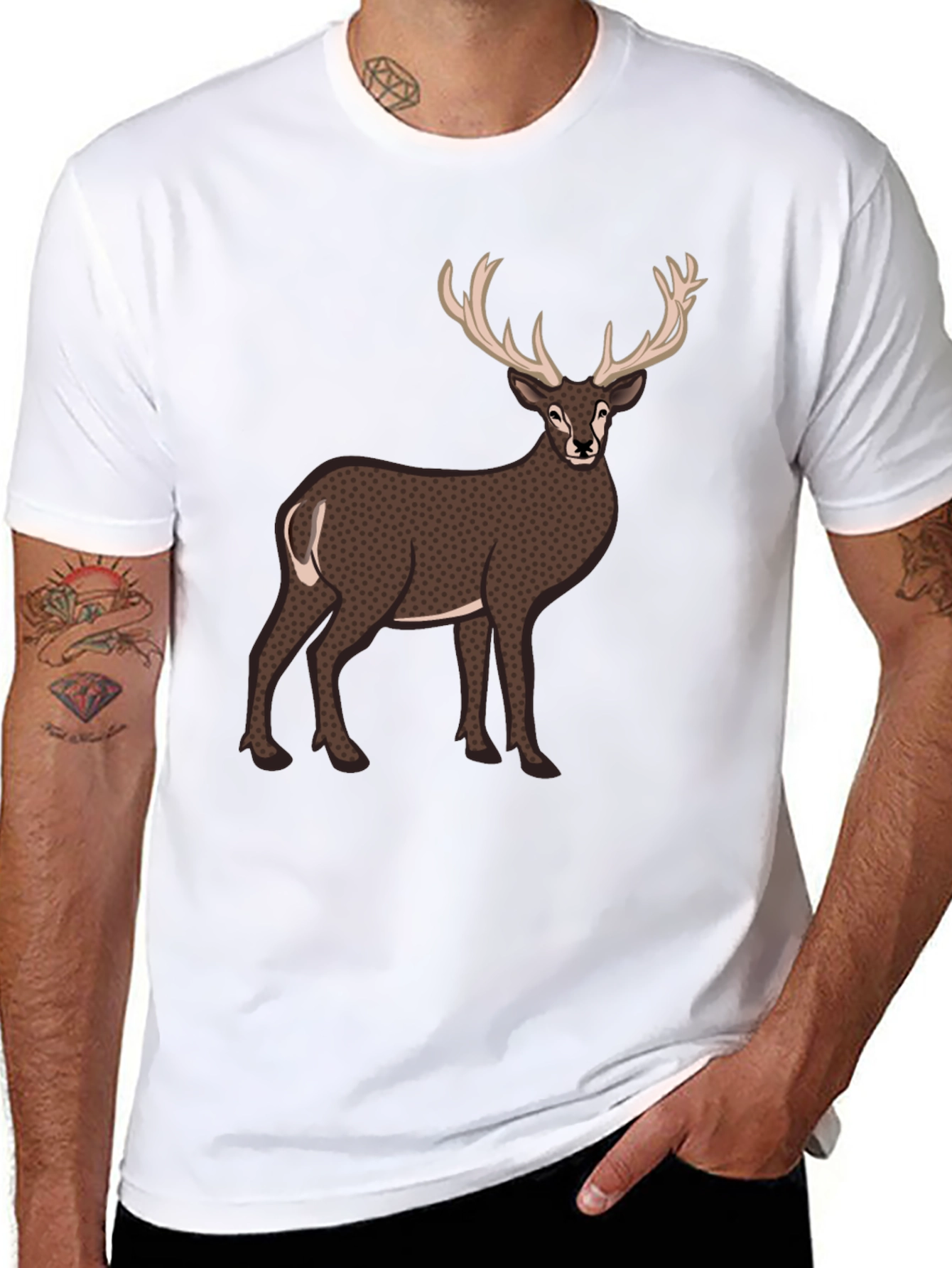 Black Deer Graphic T-Shirt - Men's Casual Tee view 8