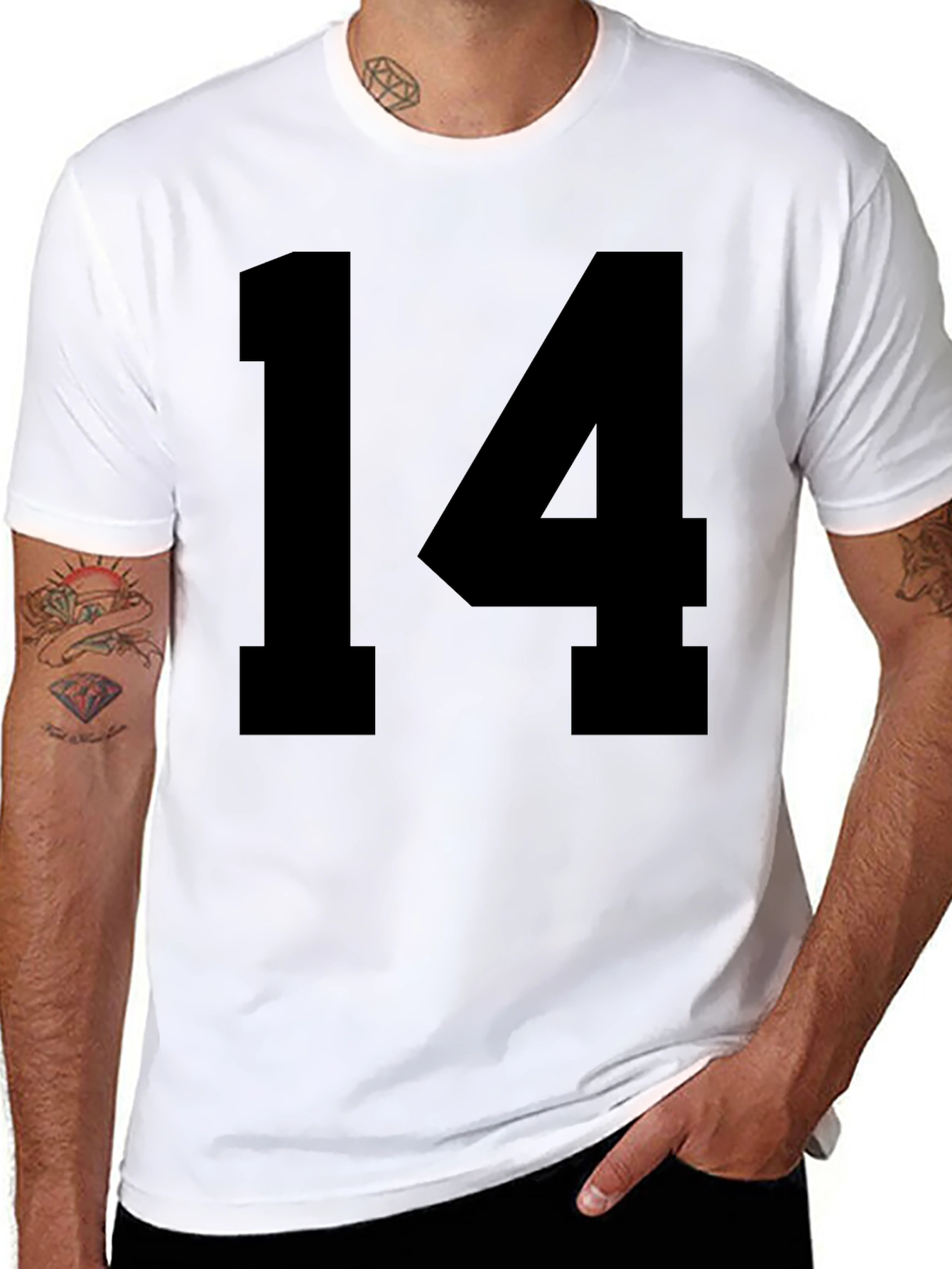 Black Black T-shirt with Bold "14" Number view 8