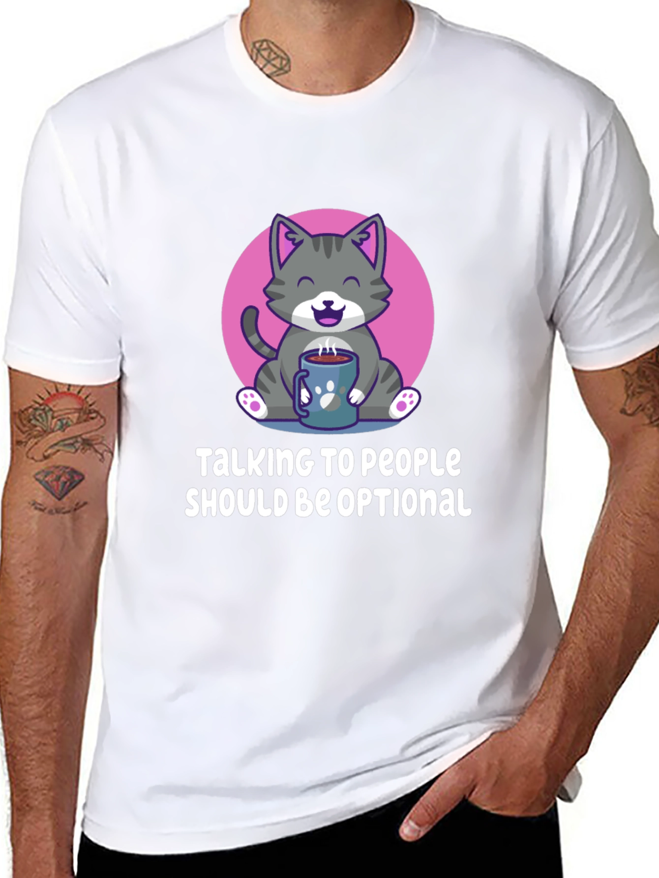 Black Introvert Cat T-Shirt: Talking to People Should Be Optional view 8