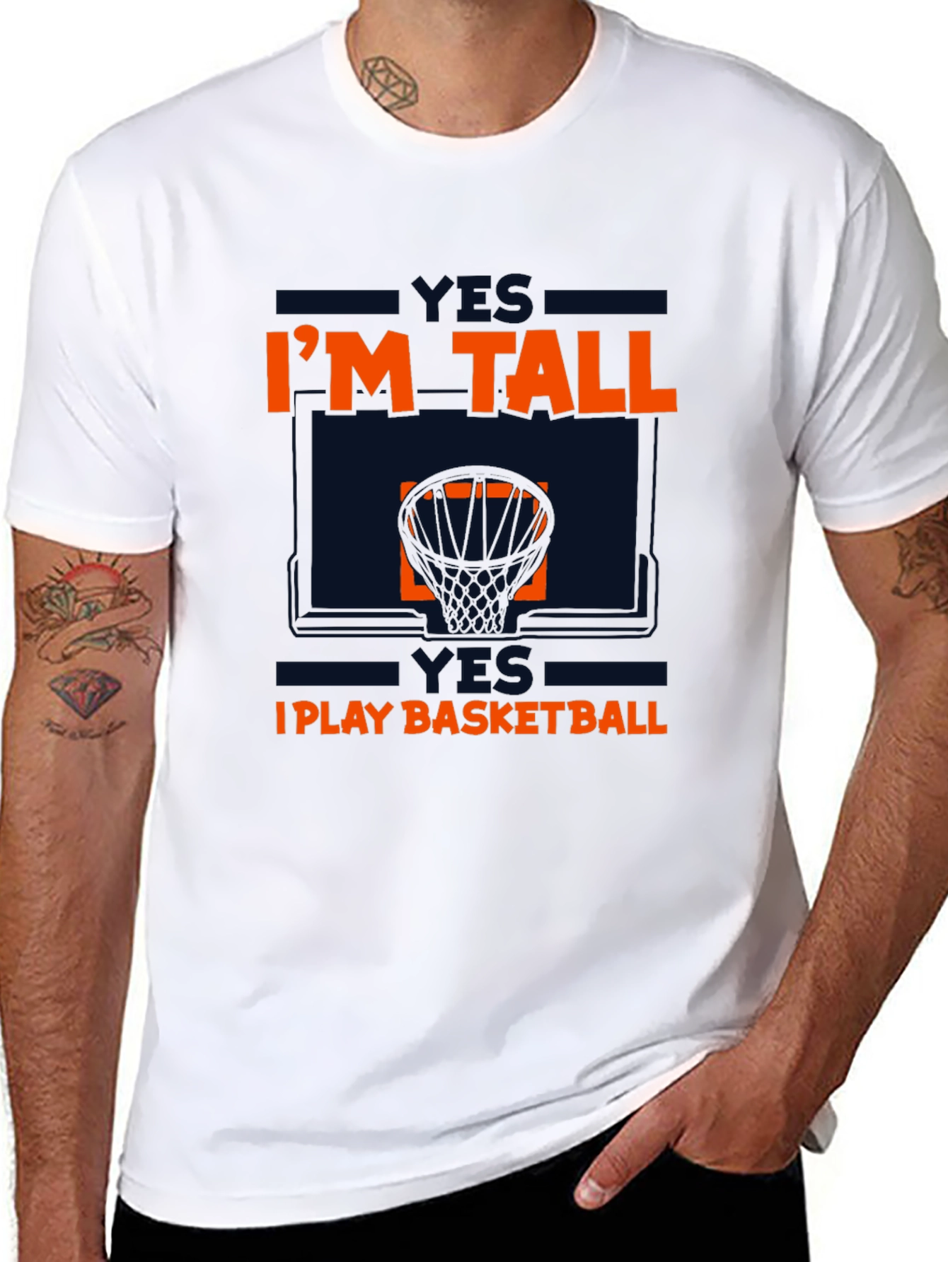 Black I'm Tall, I Play Basketball Graphic Tee view 8
