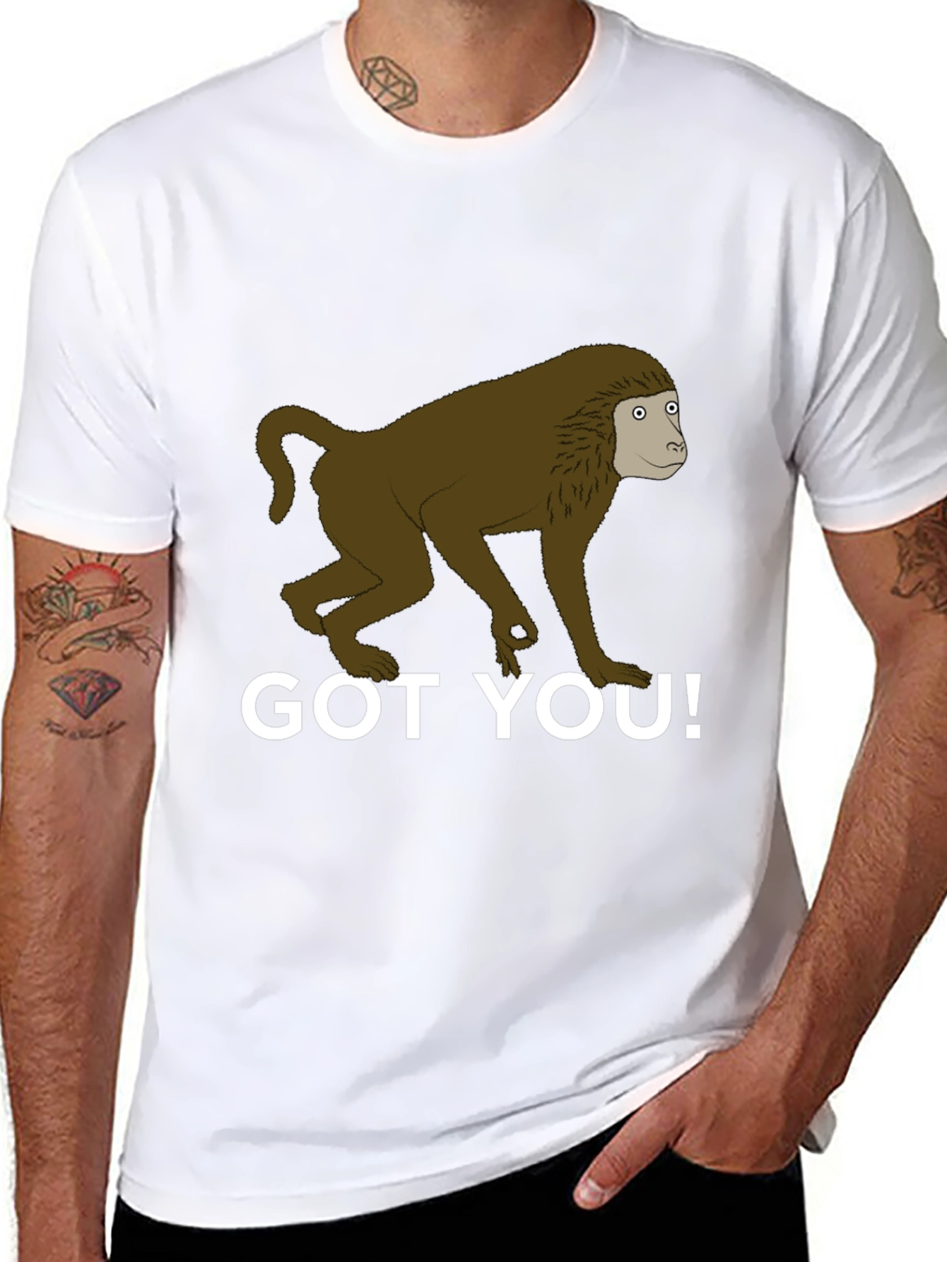Black Got You! Monkey Graphic Tee - Novelty T-Shirt view 8