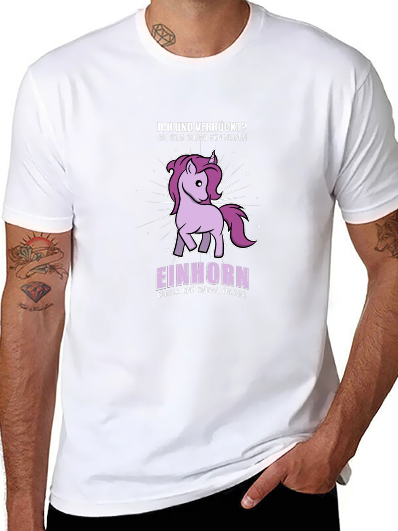 Black Funny Unicorn Graphic T-Shirt - Ich und Verrückt? view 8