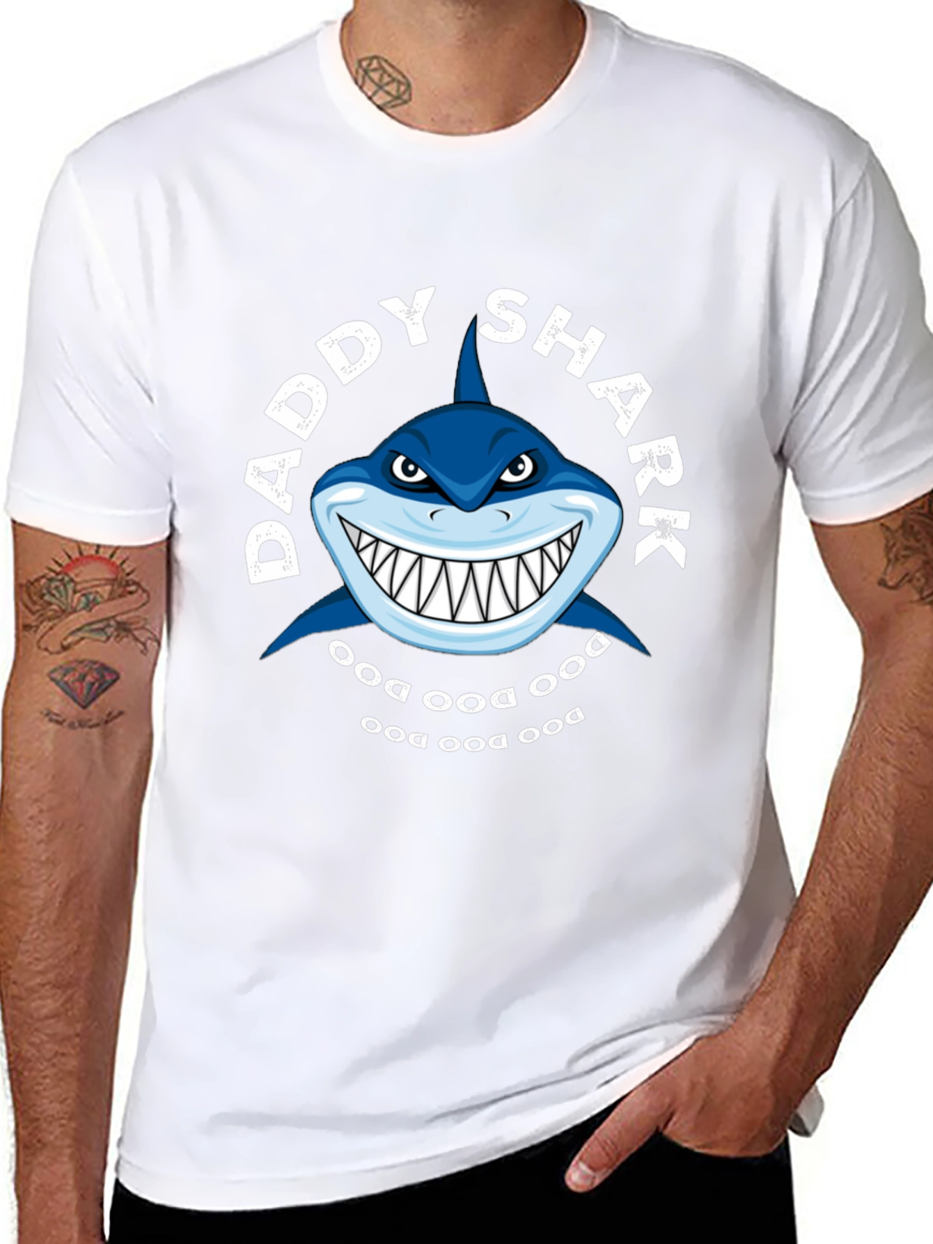 Black Daddy Shark Graphic T-Shirt view 8