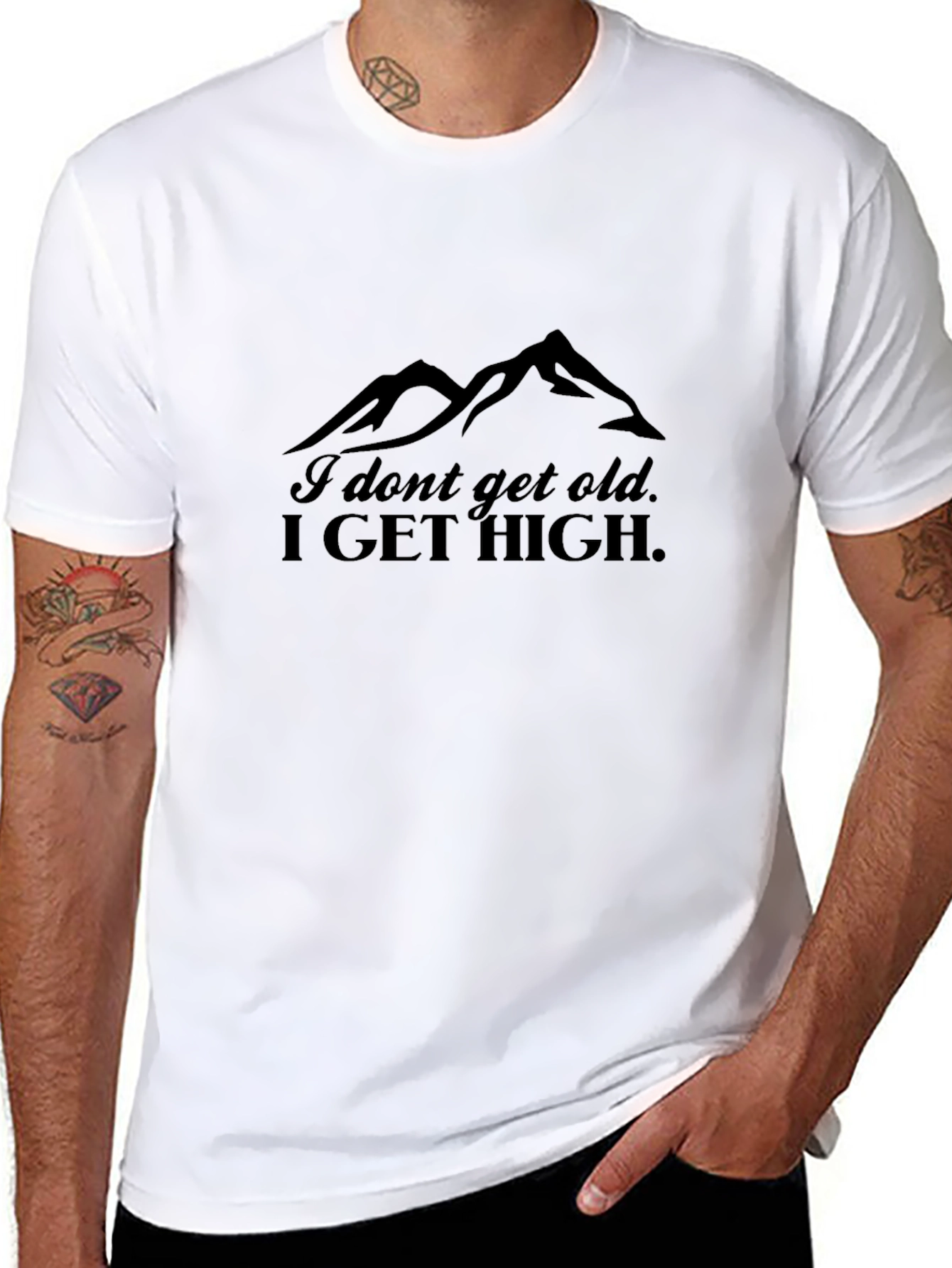 Black I Don't Get Old, I Get High Mountain T-Shirt view 8