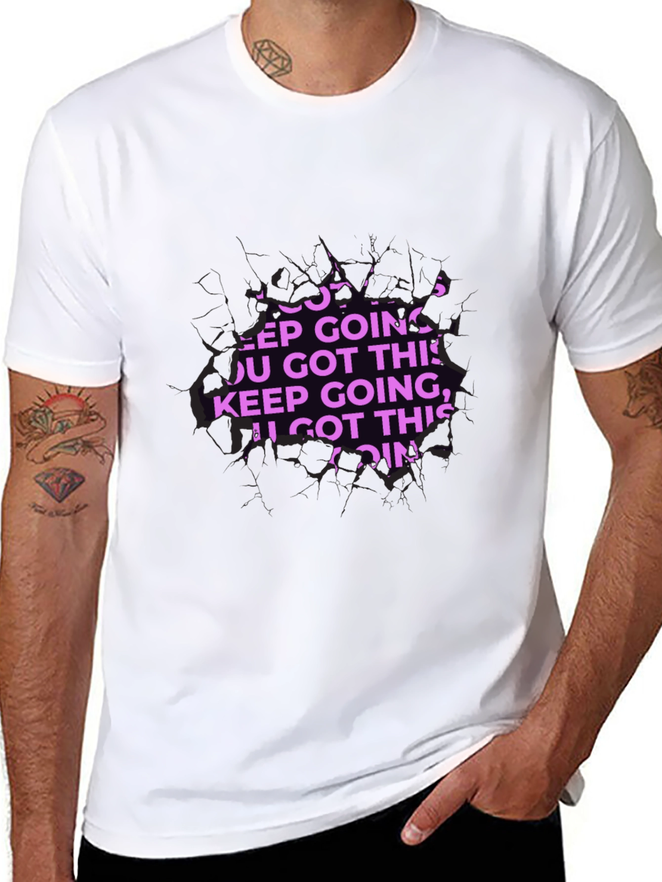 Black Motivational Keep Going Graphic Black T-Shirt view 8