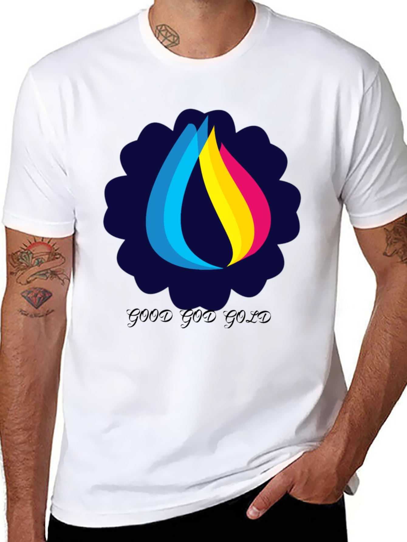 Black Good God Gold Graphic Tee - Stylish Black T-Shirt view 8