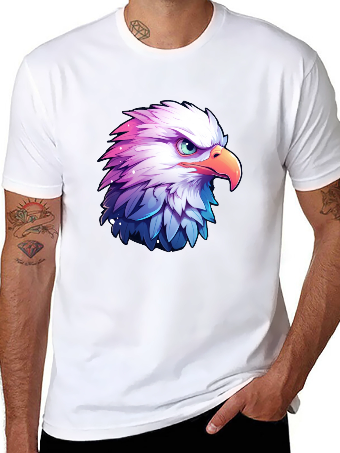 Black Eagle Graphic Black T-Shirt for Men view 8