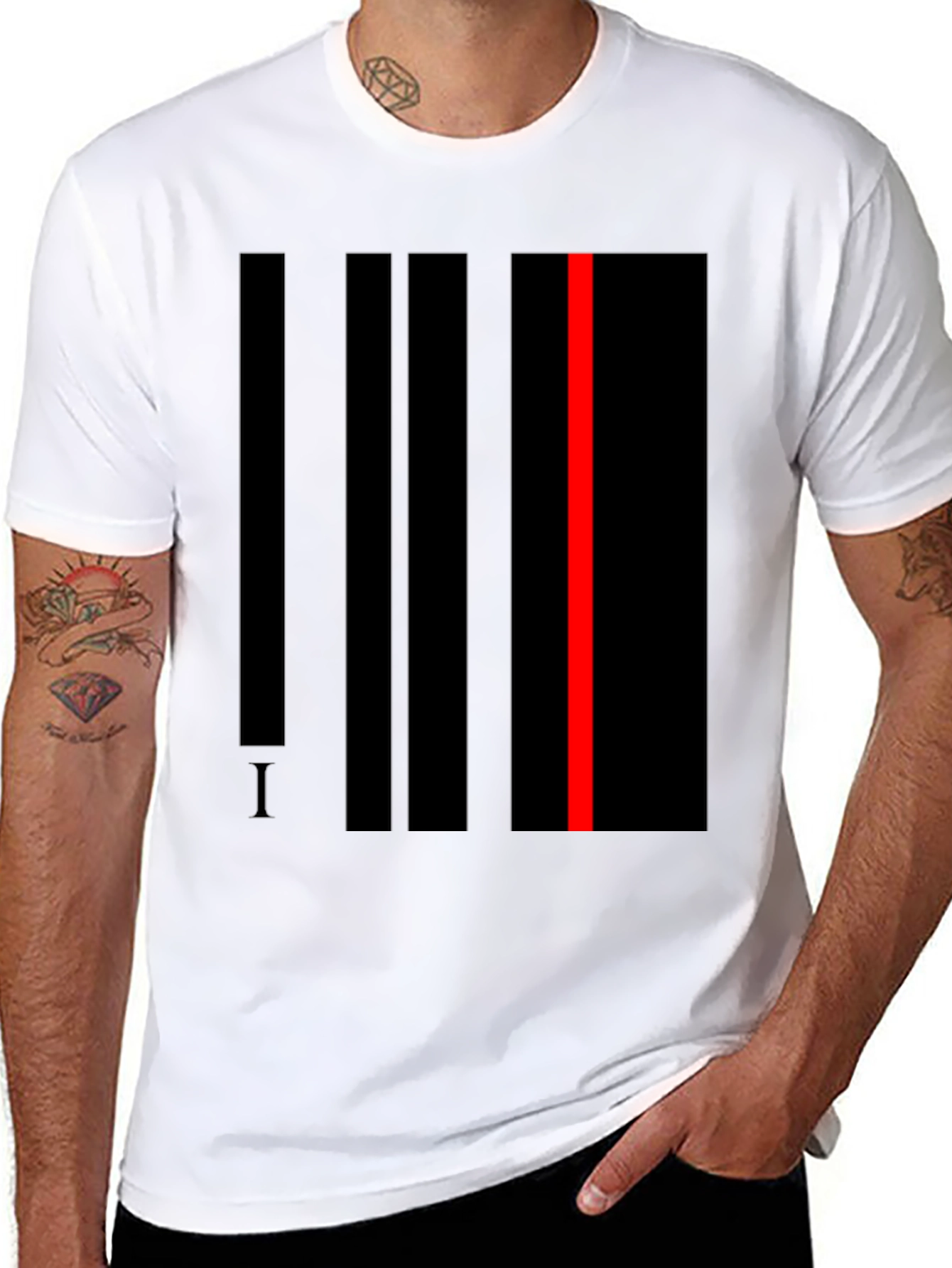 Black Striking Abstract Line Art T-Shirt - Black view 8