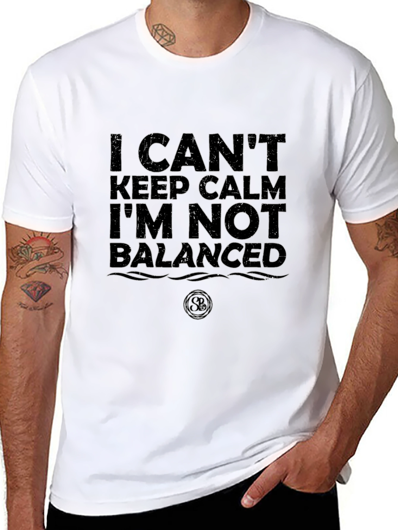 Black I Can't Keep Calm I'm Not Balanced Graphic Tee view 8