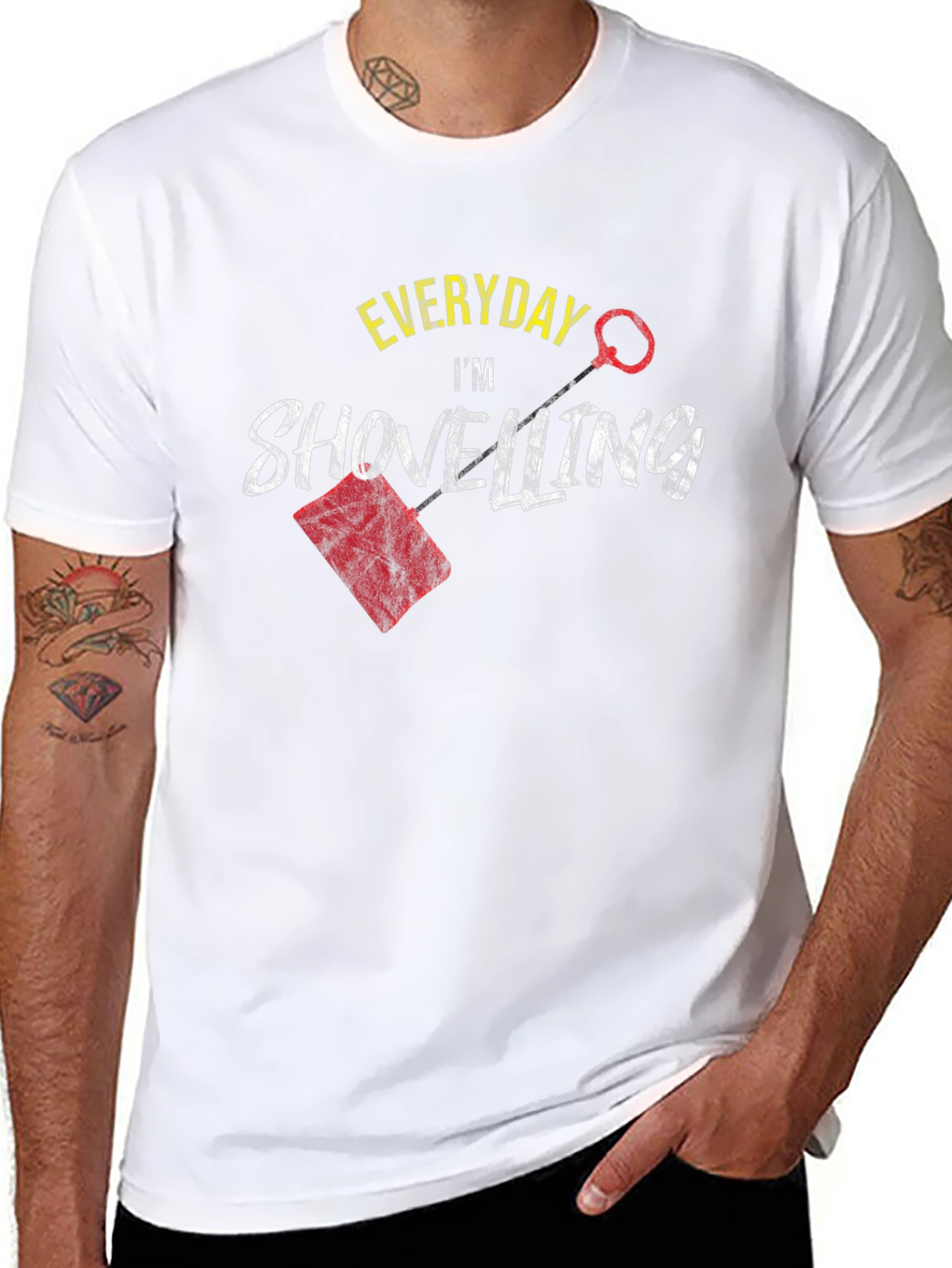 Black Everyday I'm Shovelling Black T-Shirt view 8