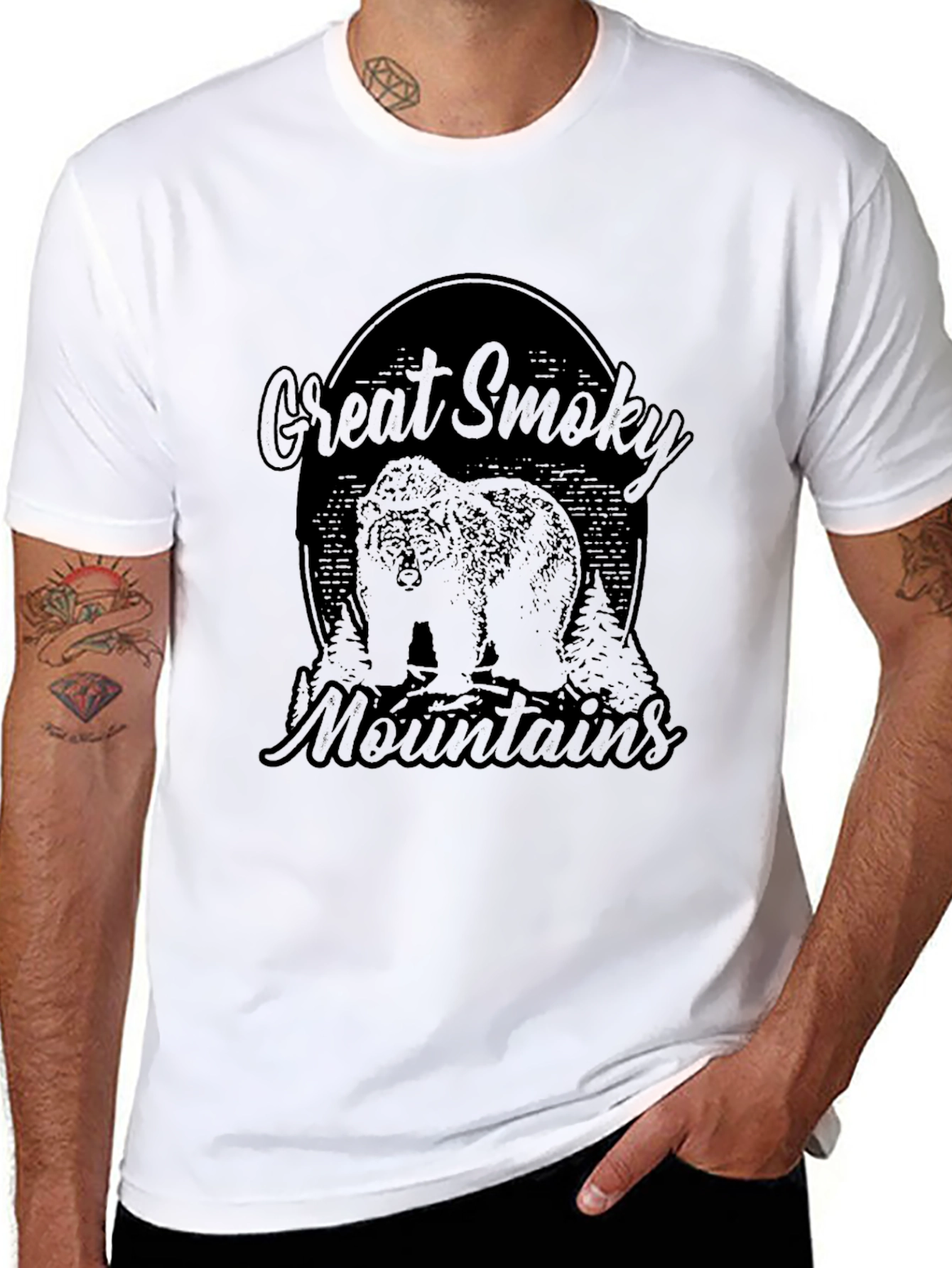 Black Great Smoky Mountains Bear Graphic T-Shirt view 8