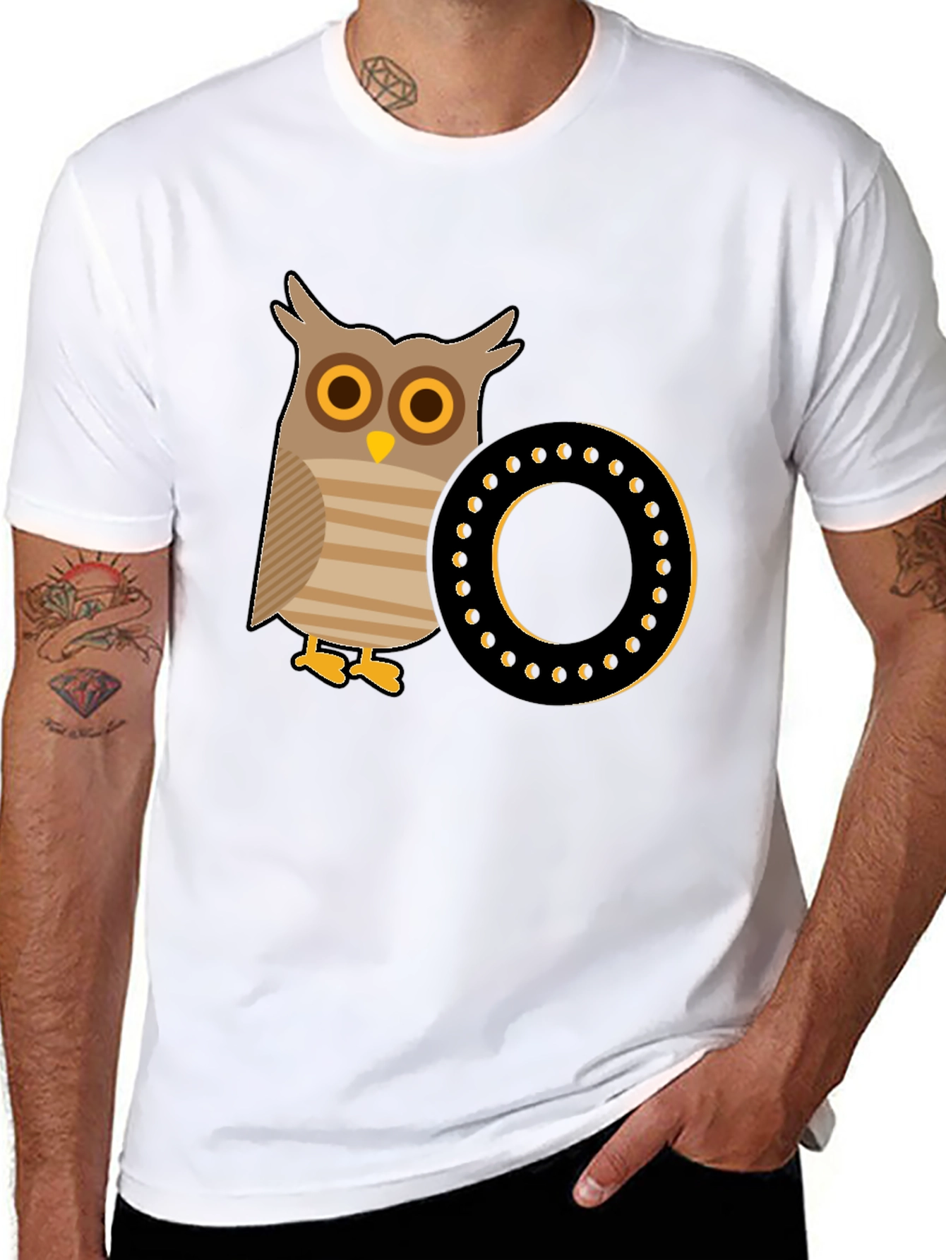 Black Owl and Letter 'O' T-Shirt view 8