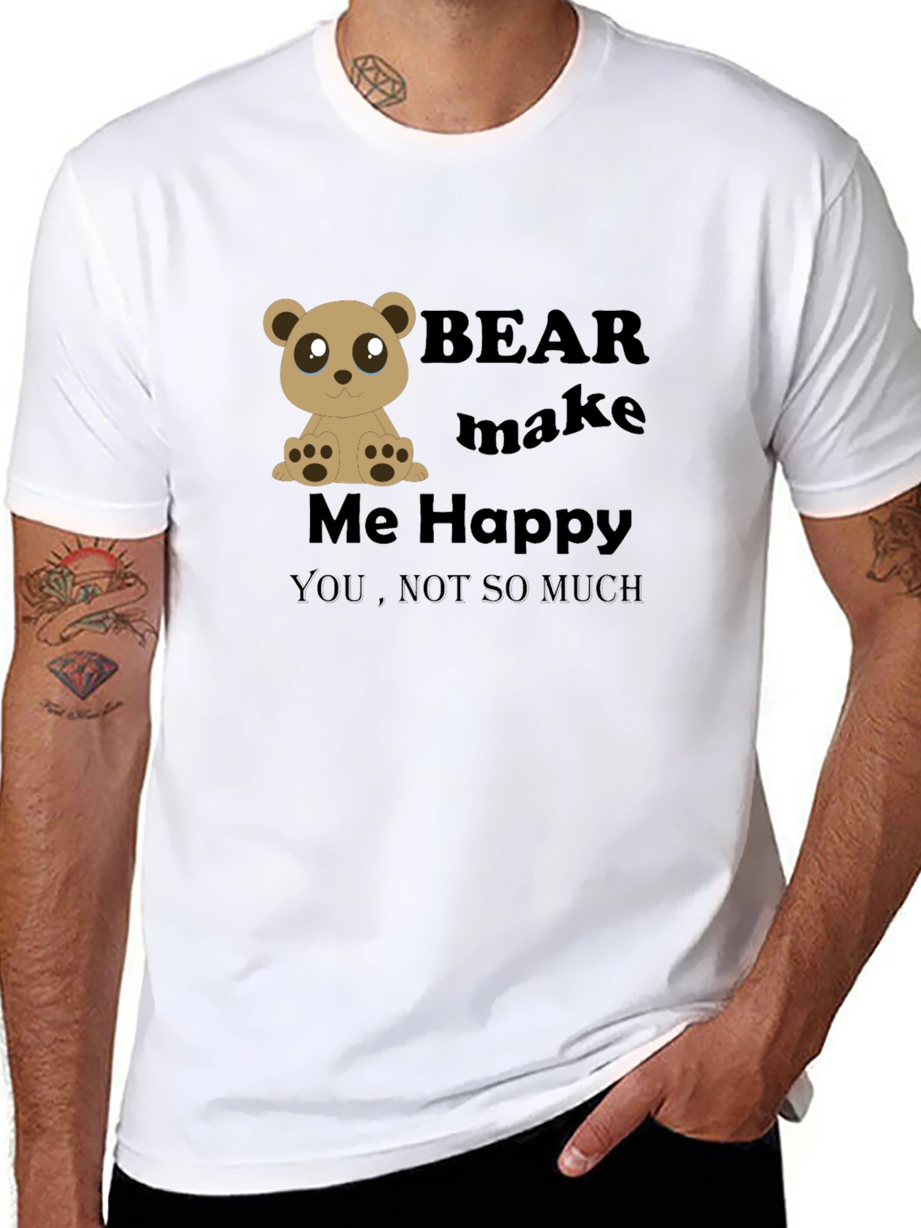 Black Bear Make Me Happy Black Graphic Tee view 8
