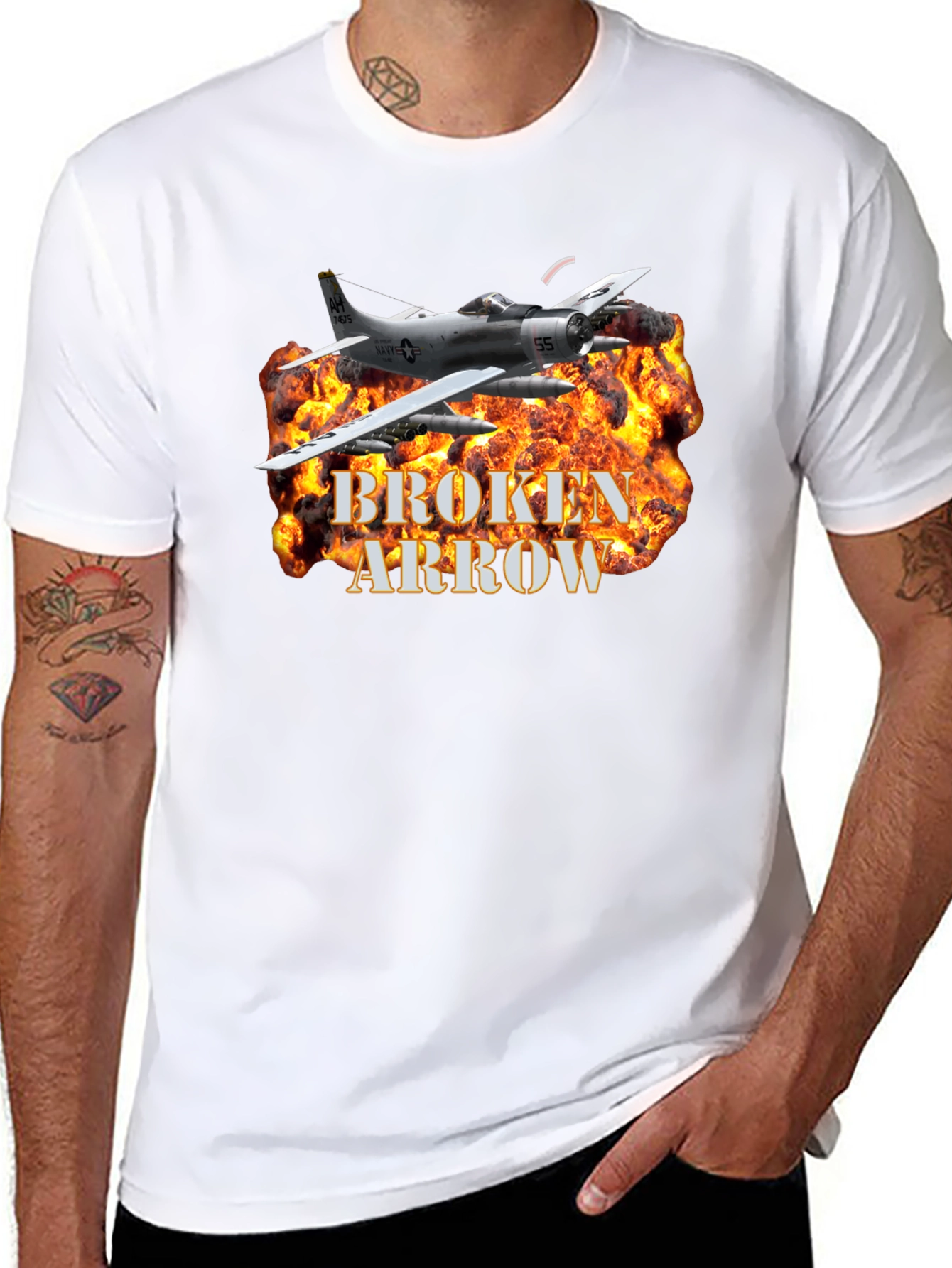 Black Broken Arrow Fire Plane T-Shirt view 8