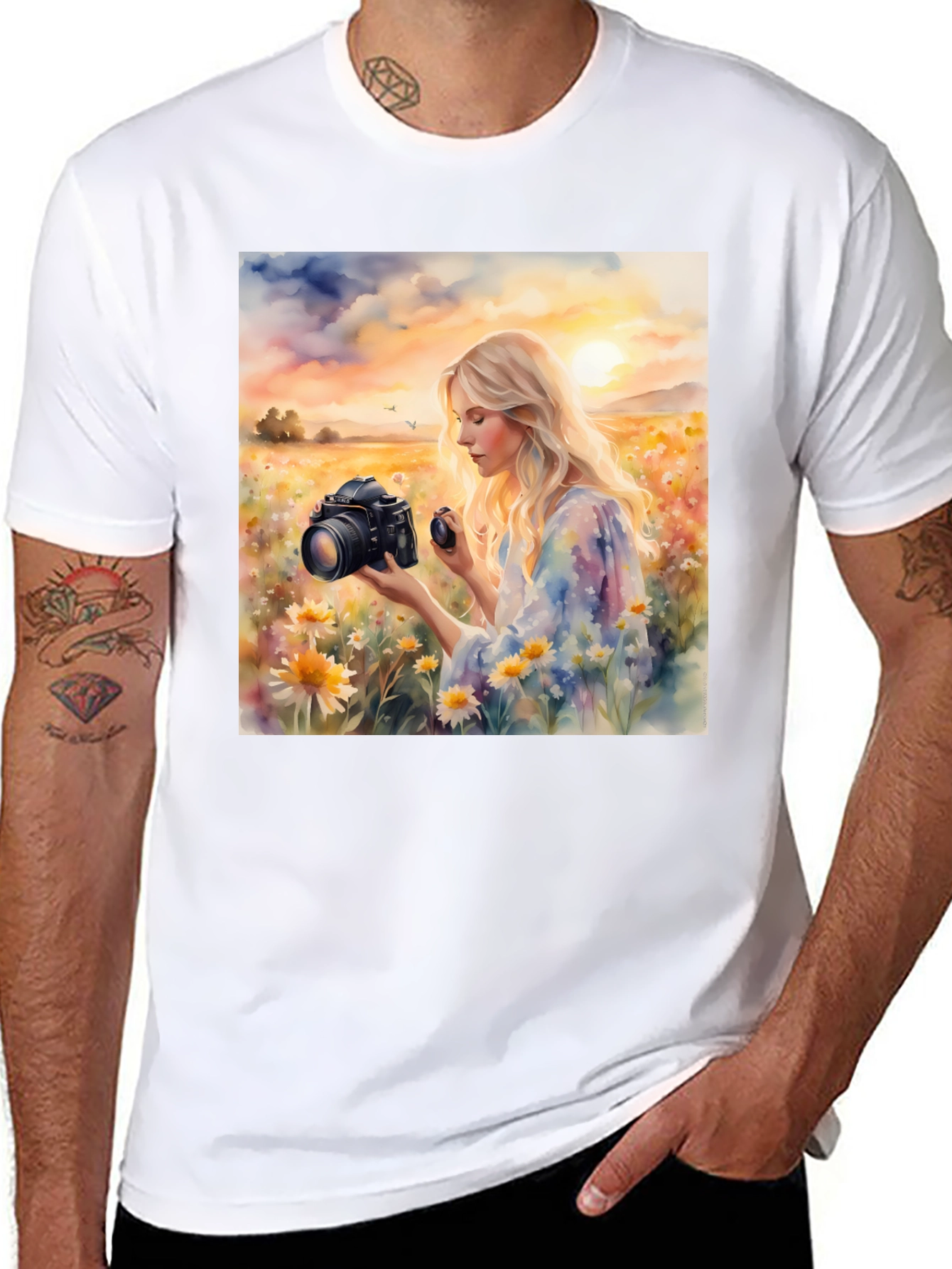 Black Woman Photographer Art Print Black T-Shirt view 8