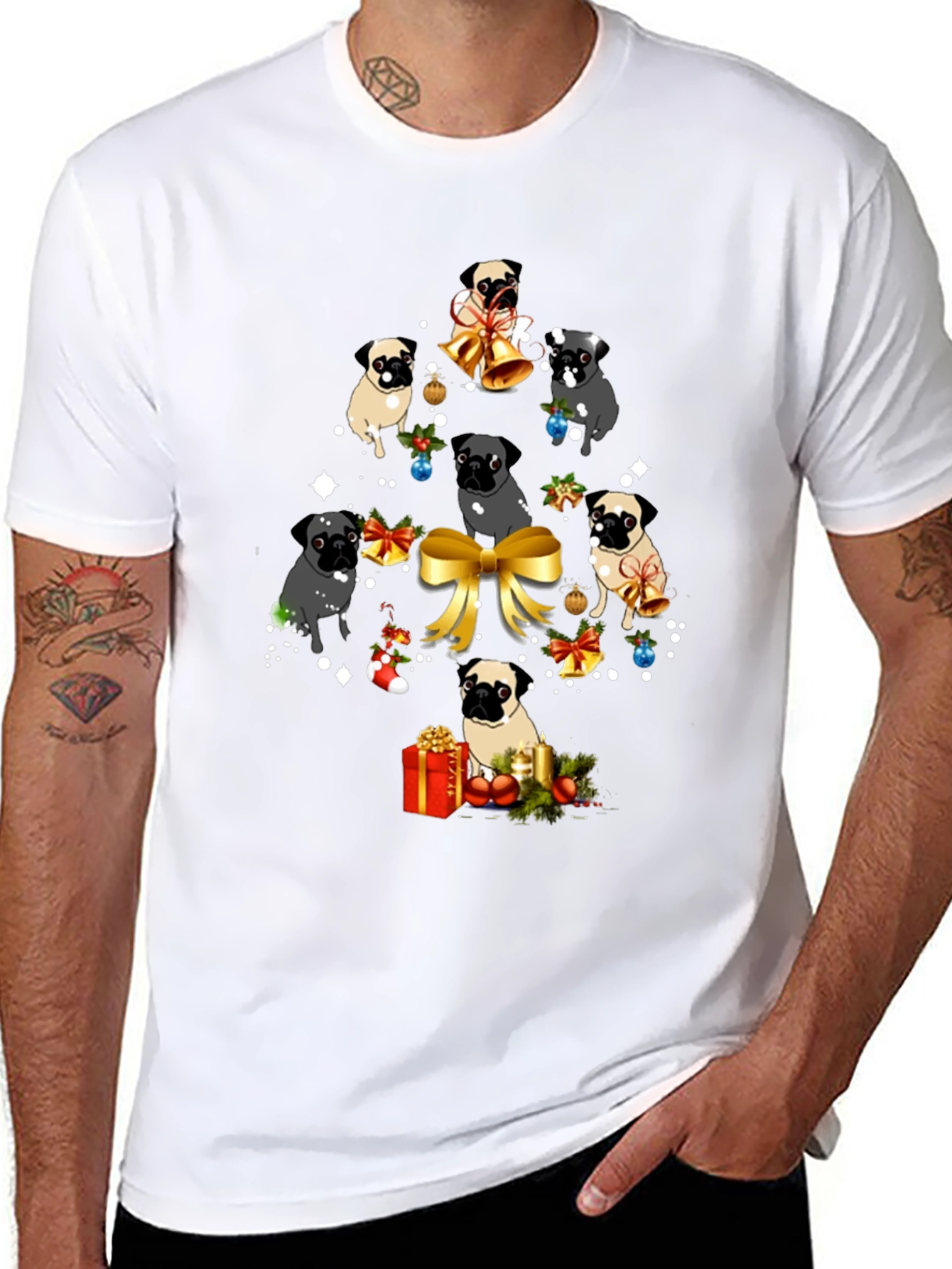 Pug Christmas Tree Graphic Tee - 8