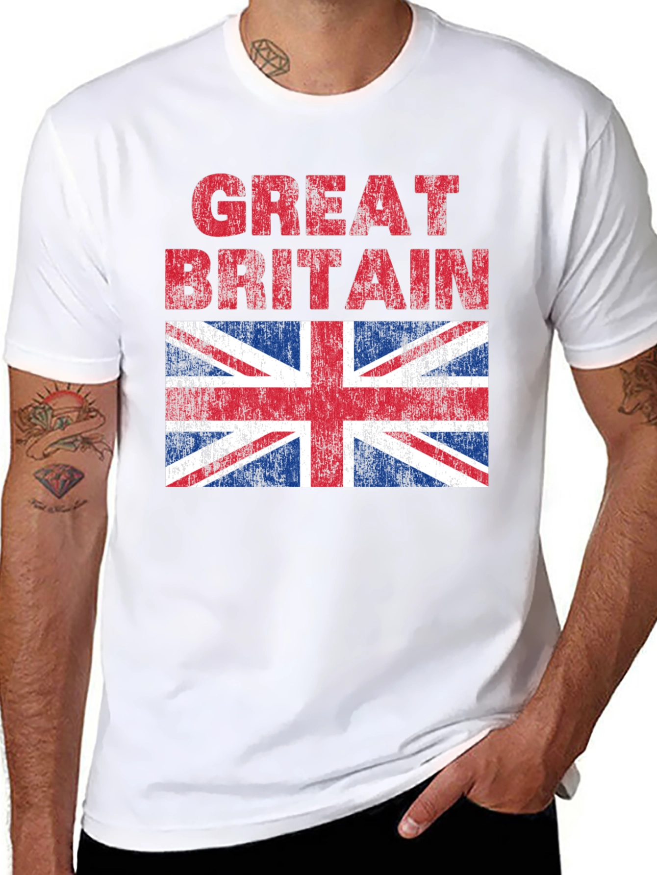 Black Great Britain Flag Graphic T-Shirt view 8