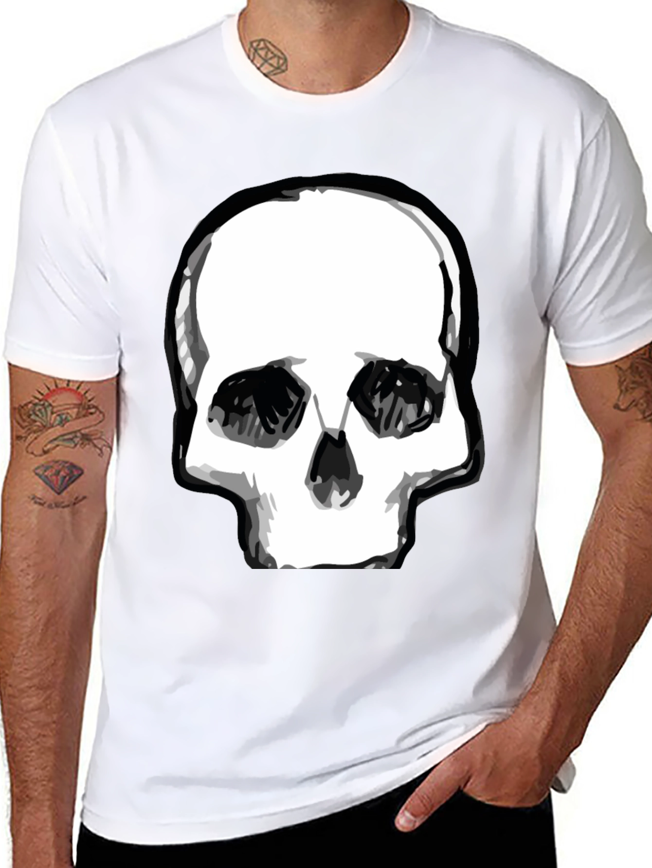 Black Skull Graphic Print Black T-Shirt view 8