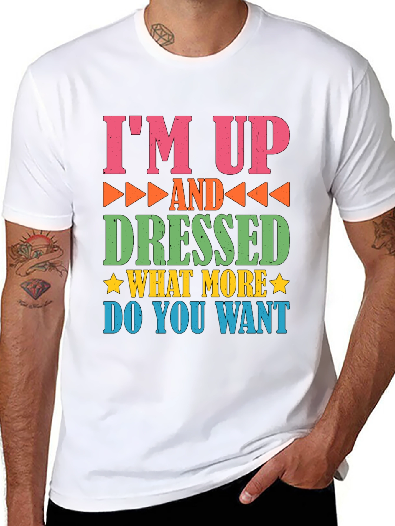 Black Funny I'm Up and Dressed Graphic Tee view 8