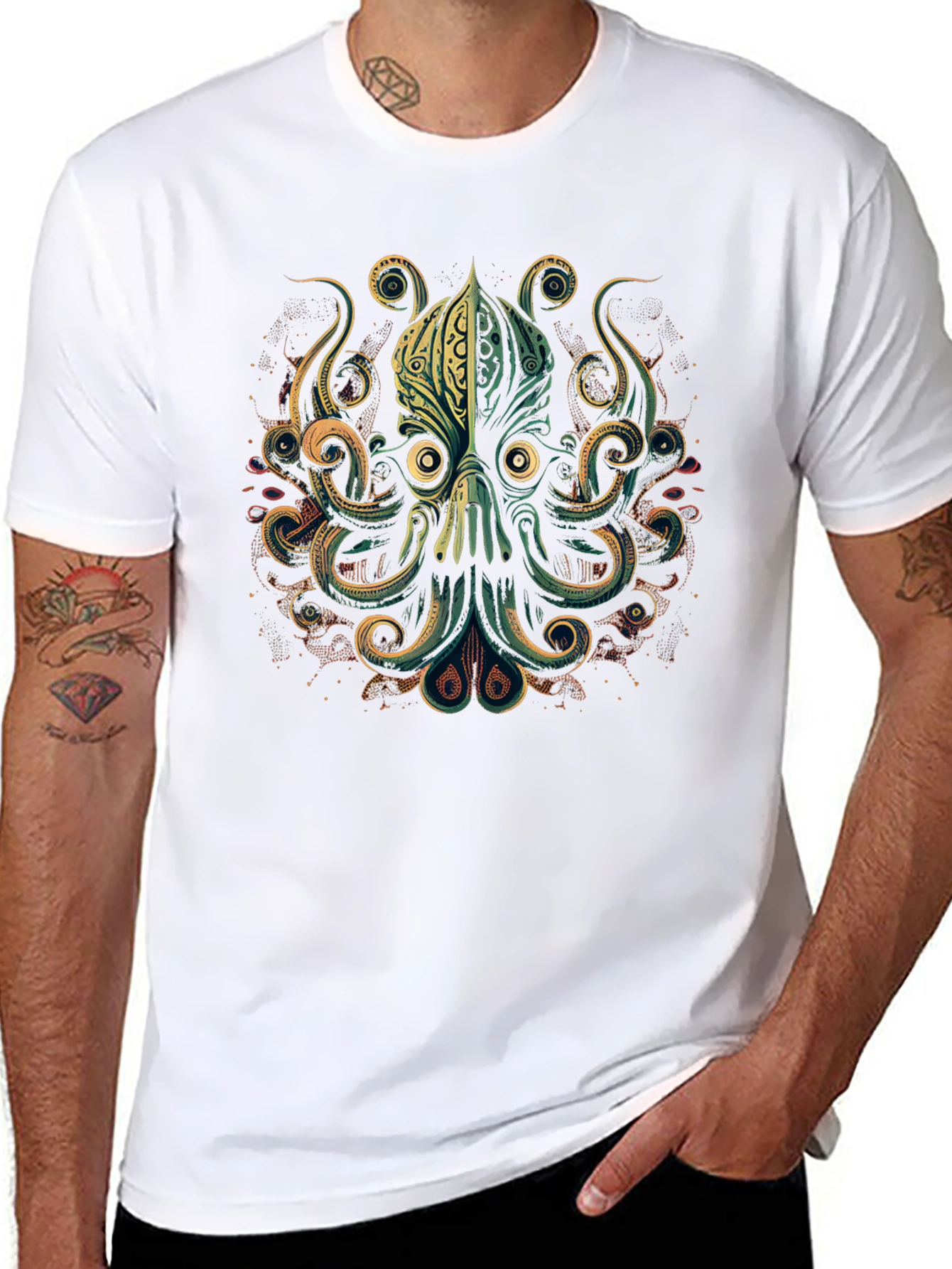 Black Octopus Graphic Black T-Shirt view 8