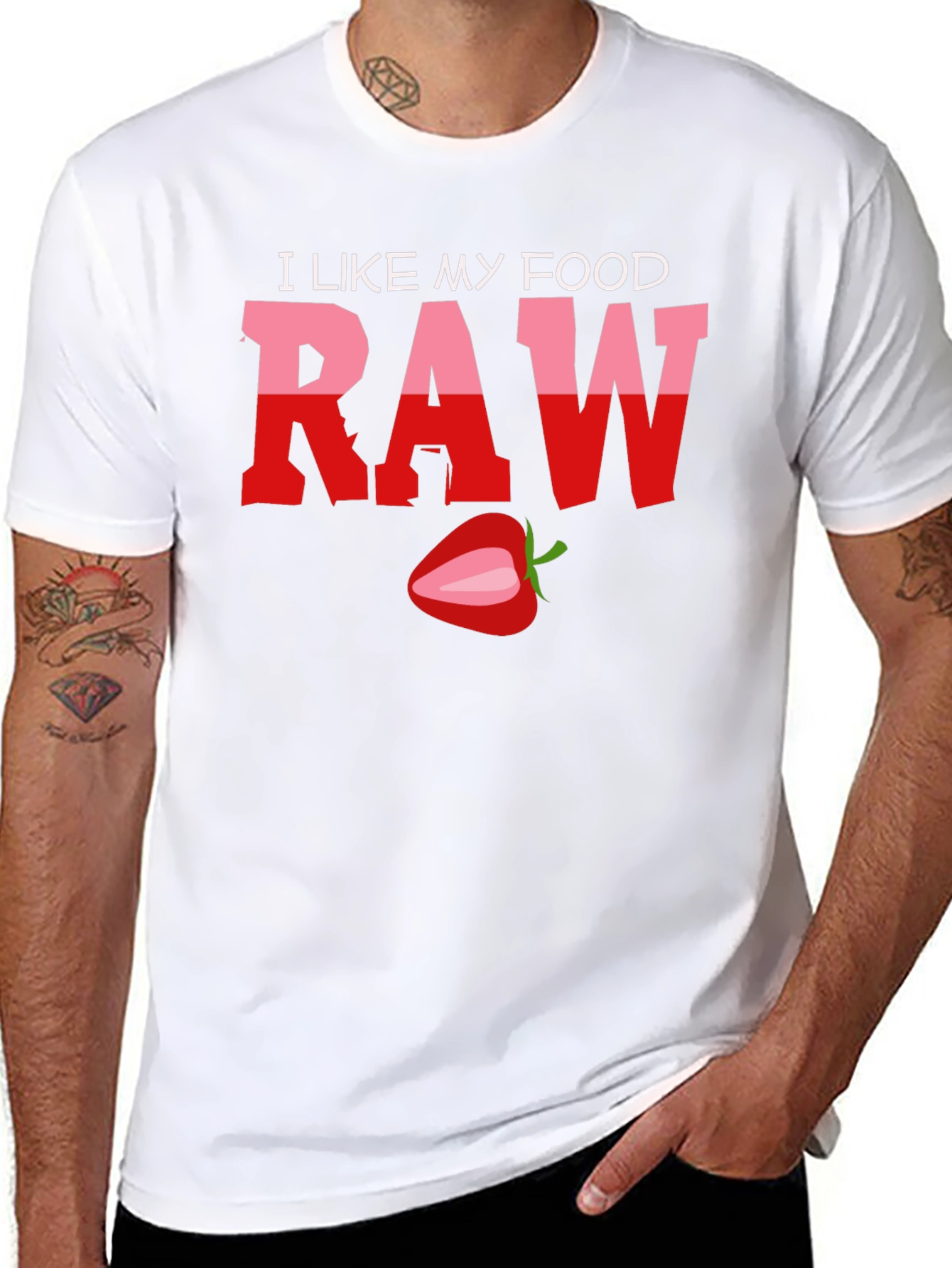 Black I Like My Food Raw T-Shirt view 8