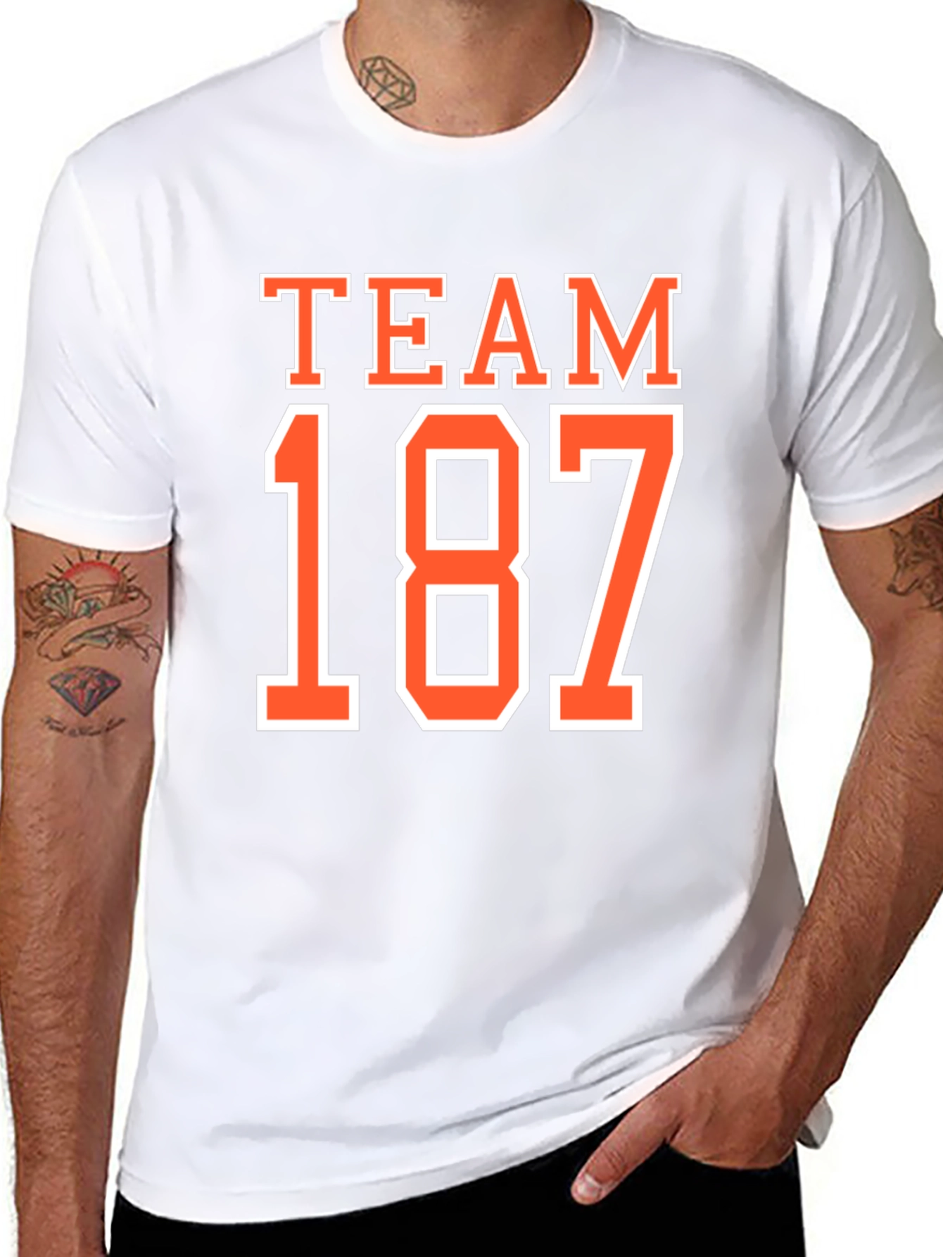 Black Team 187 Graphic Tee - Black Cotton T-Shirt view 8