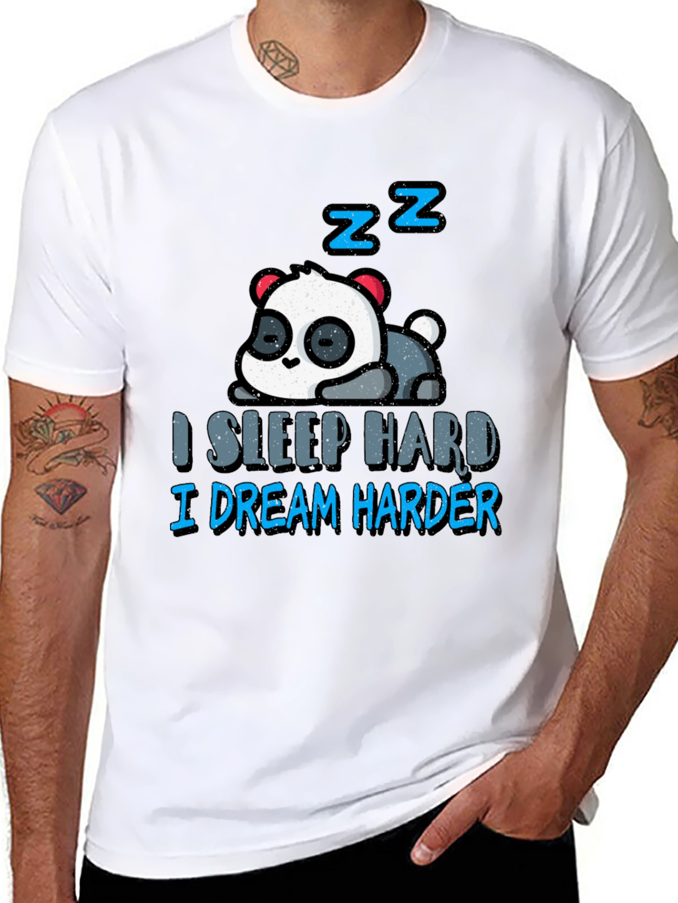 Black Sleepy Panda T-Shirt - I Sleep Hard, I Dream Harder view 8
