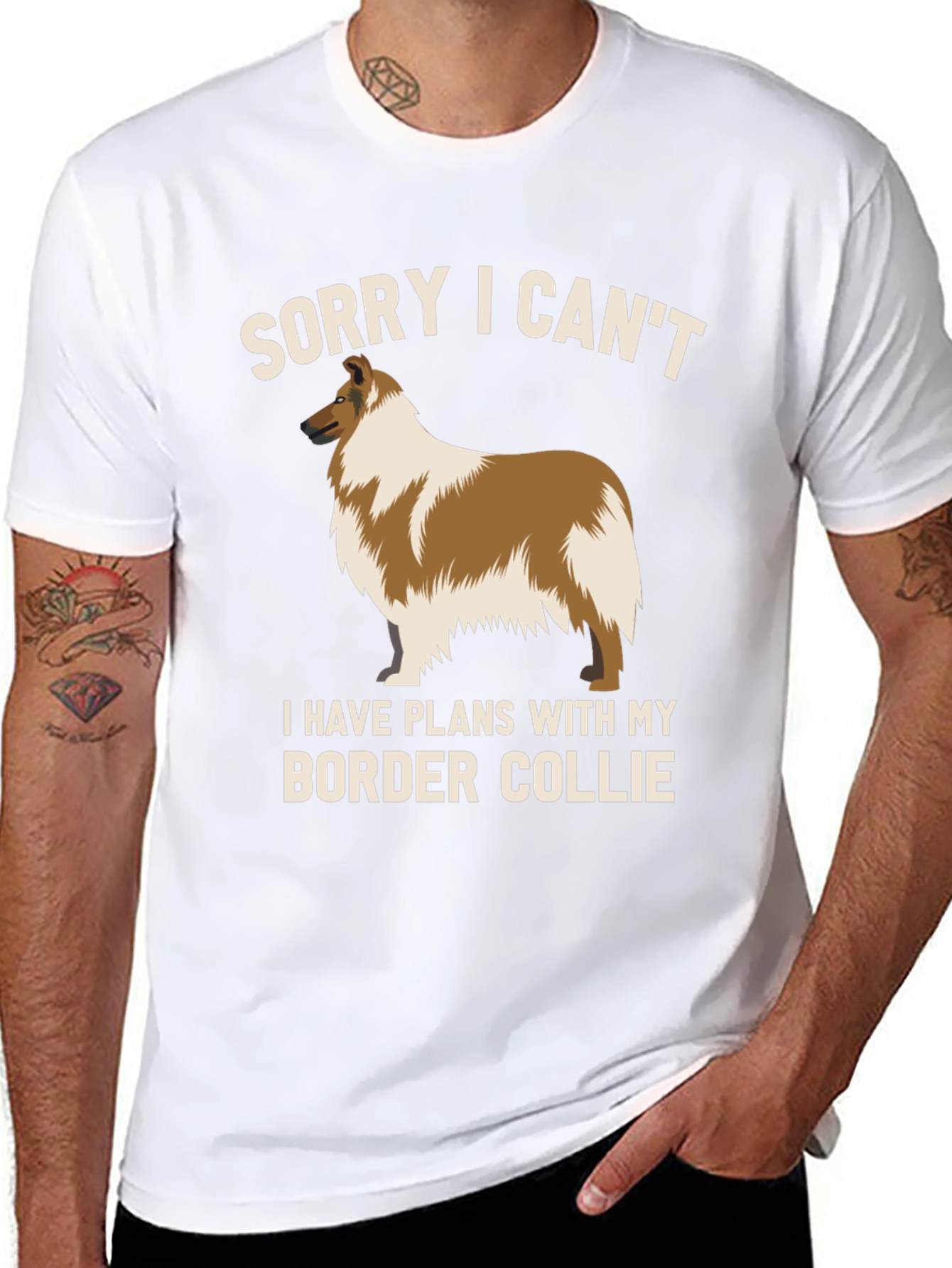 Black Sorry I Can't Border Collie T-Shirt view 8