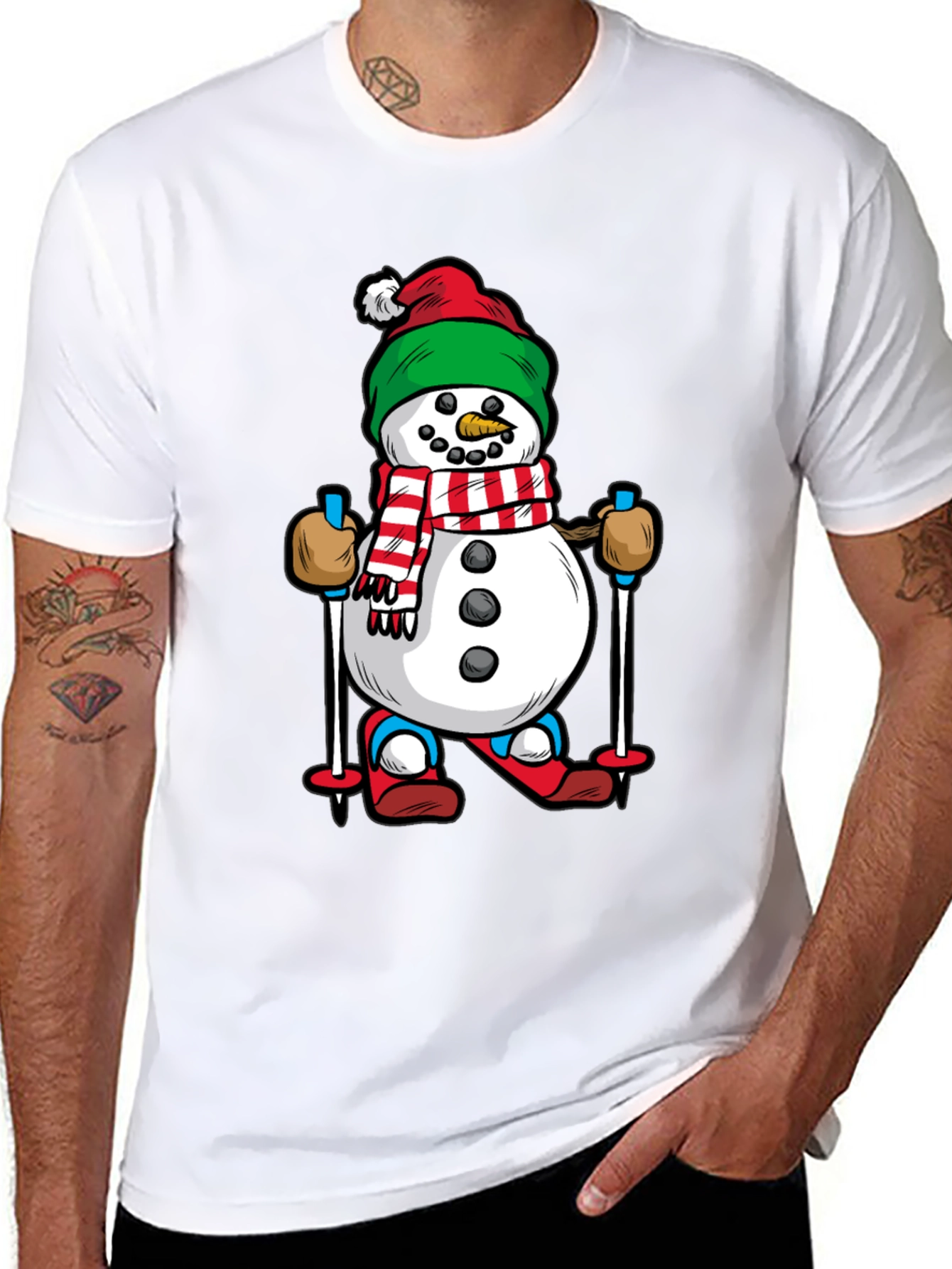 Black Snowman Skiing Graphic Tee - Holiday Cheer view 8