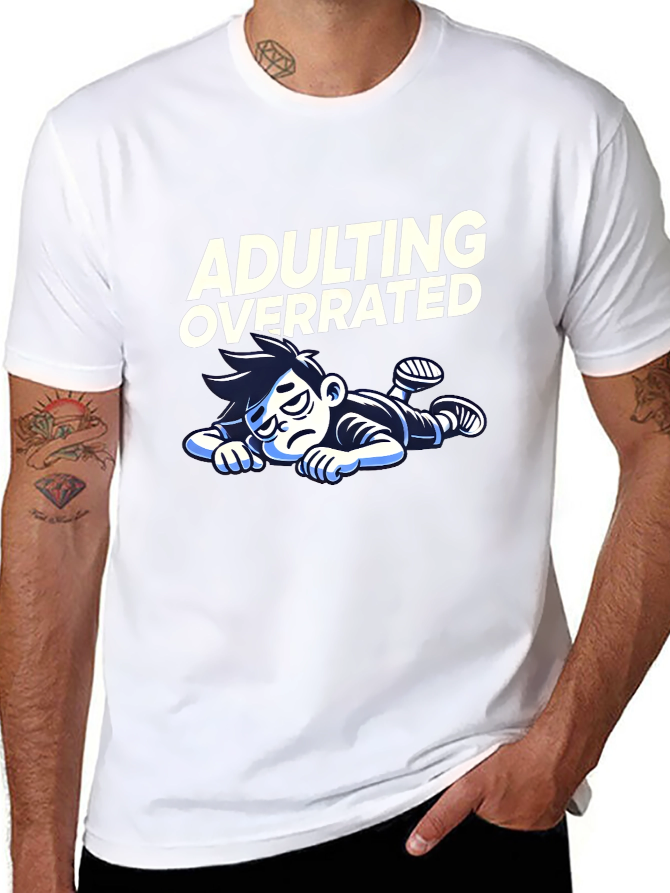 Black Adulting Overrated Graphic T-Shirt - Black view 8