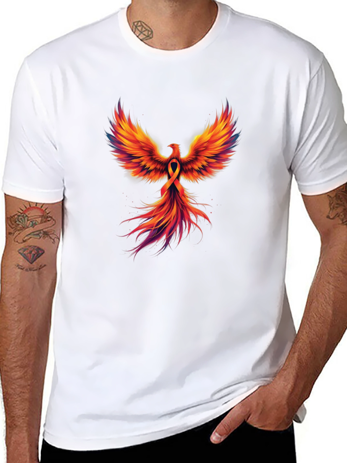 Black Phoenix Rising Graphic T-Shirt - Black view 8