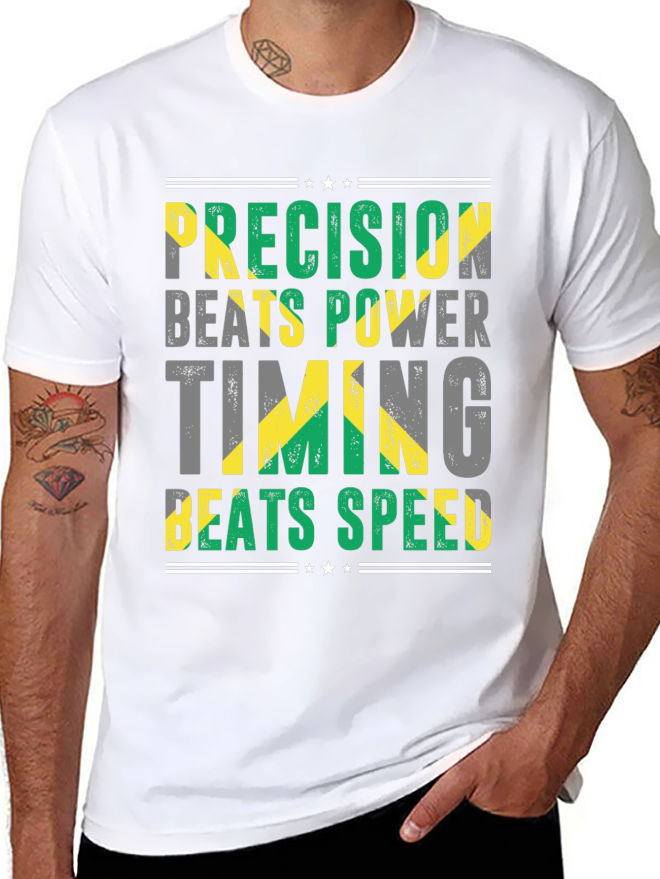 Black Precision Beats Power Jamaica T-Shirt view 8
